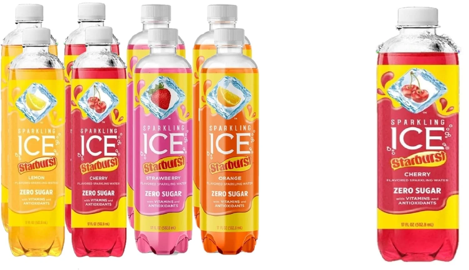 Starburst Sparkle: 9-Pack Variety of Sparkling ICE Water - 17oz Flavors with Bonus, Rich in Antioxidants & Vitamins (Mix Flavors)