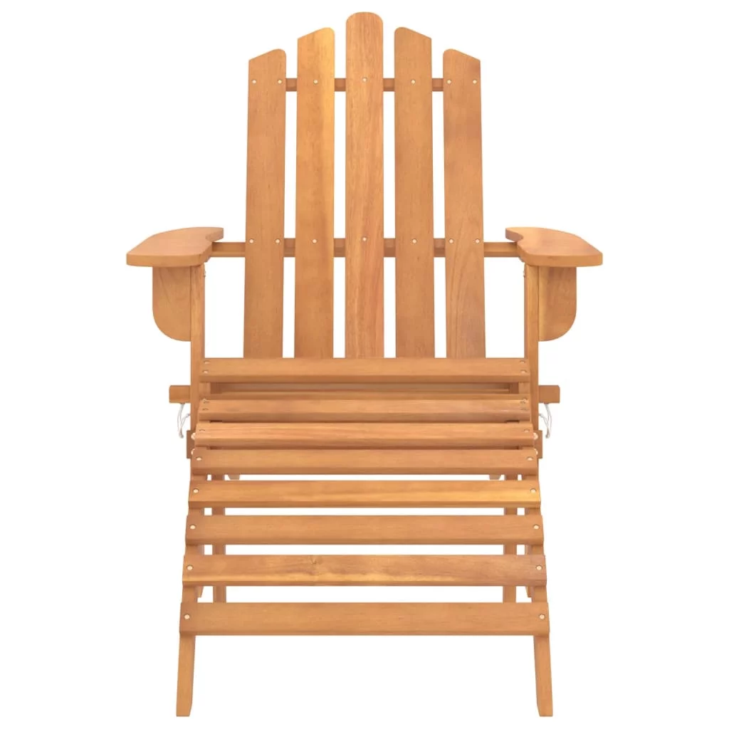 Dcenta Patio Adirondack Chair with Footrest Solid Wood Acacia