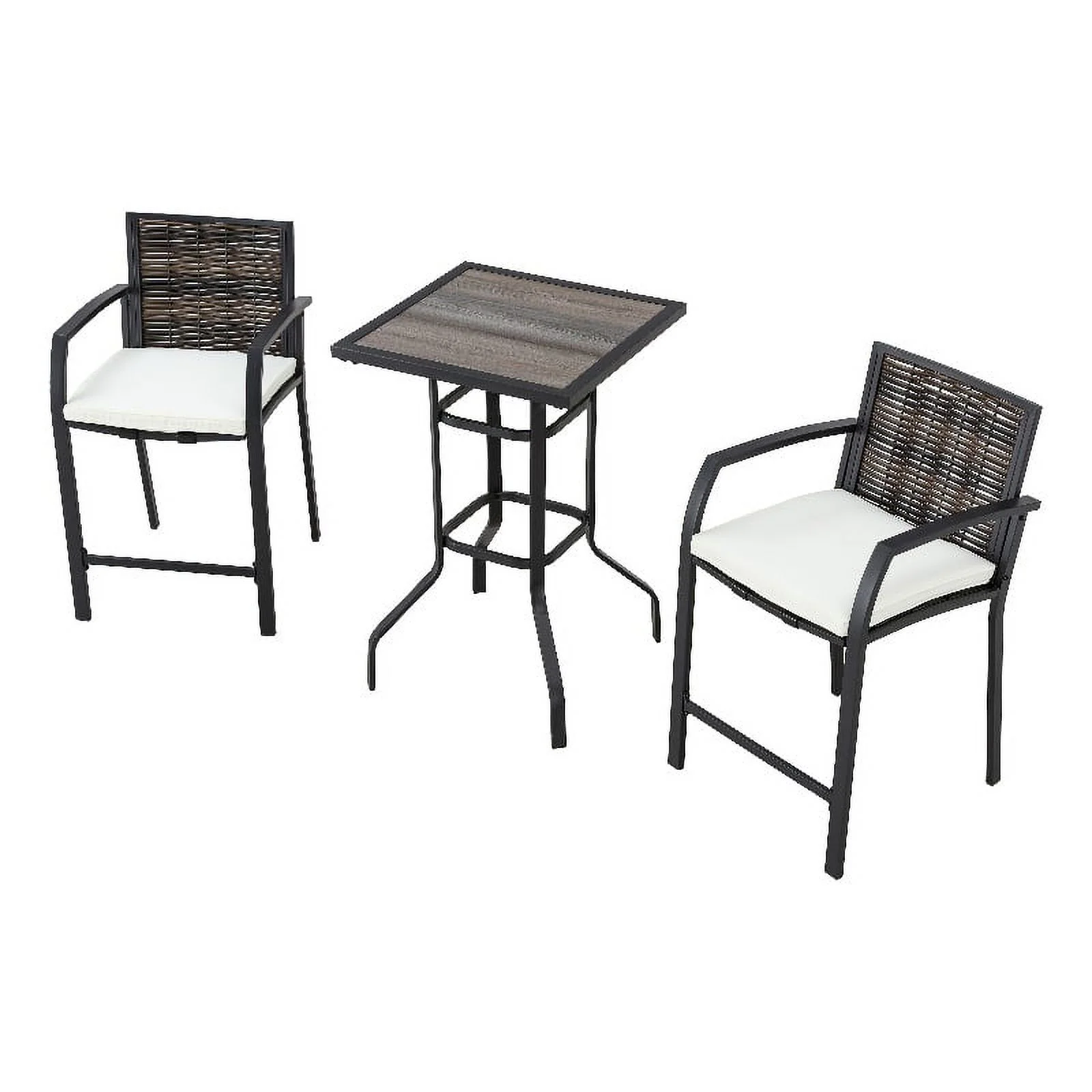 Patio Festival Metal 3-Piece Outdoor Dining Set in Black and Beige