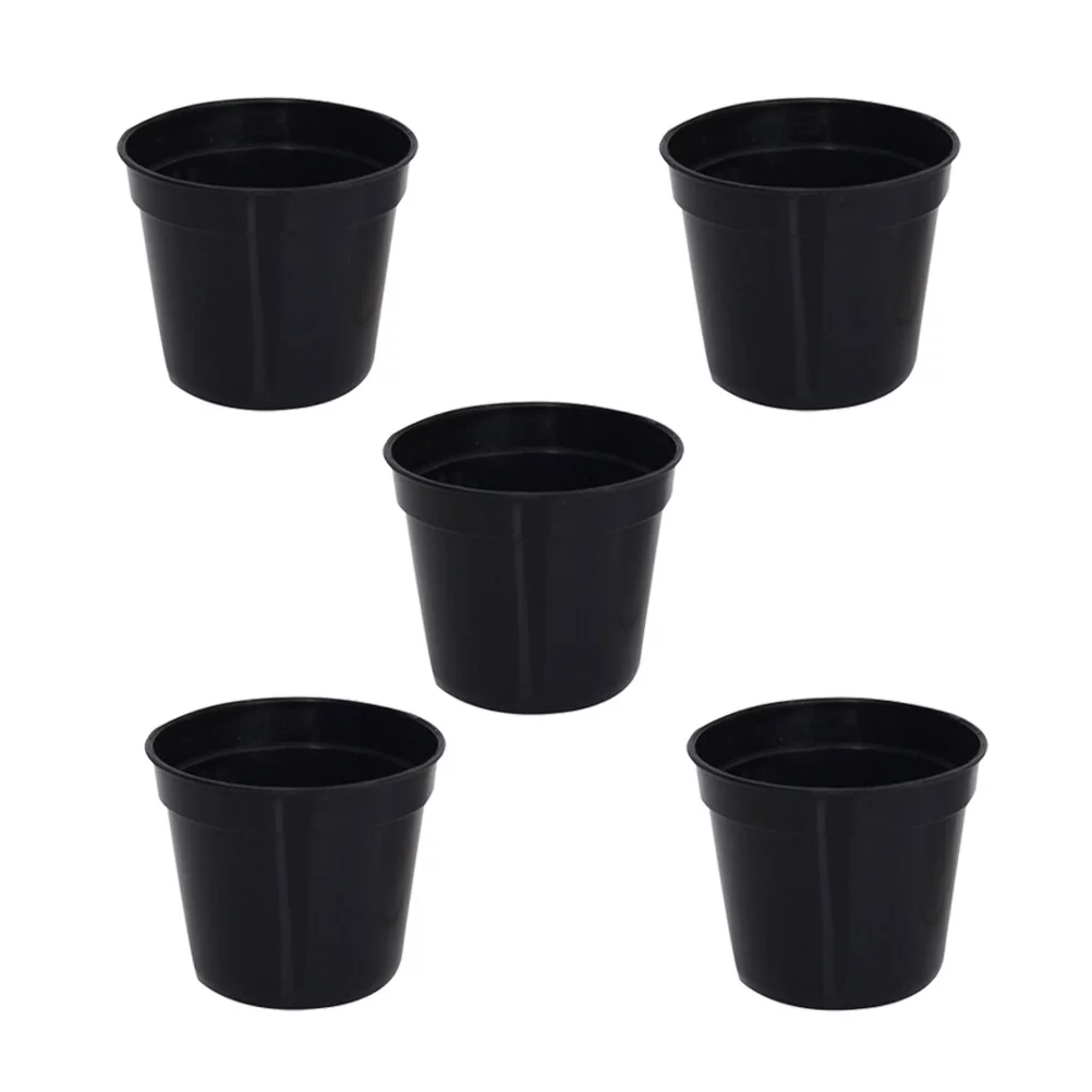 Gongxipen 5PCS Black Plastic Succulent Pot Thickening Basin Succulent Bulb Deepen Scrub Flower Round Pot Garden Accessories