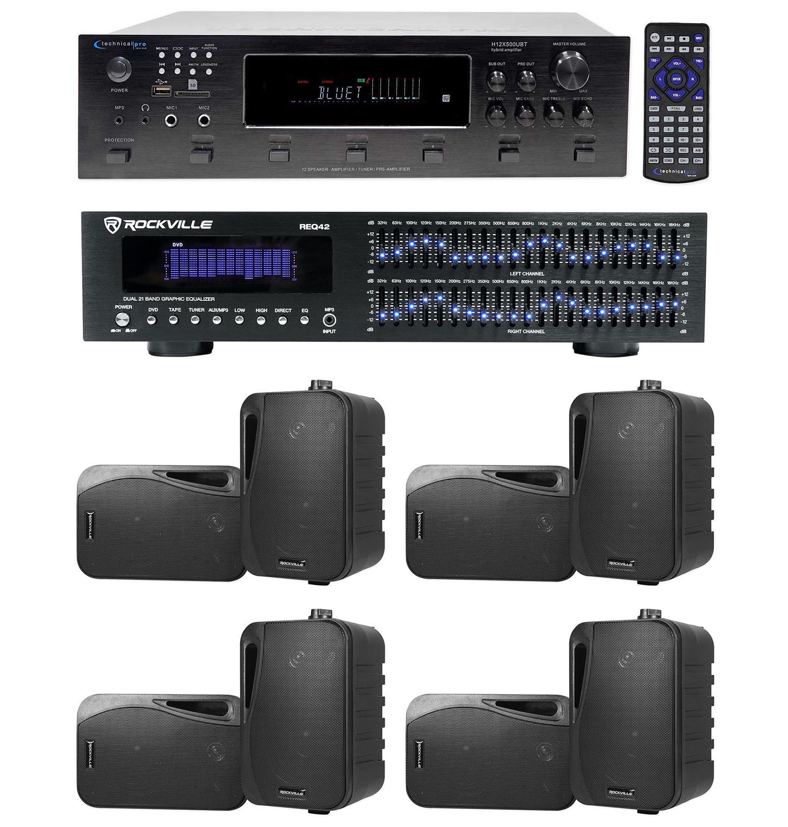 Technical Pro 6000w 6) Zone, Home Theater Bluetooth Receiver+(8) 4