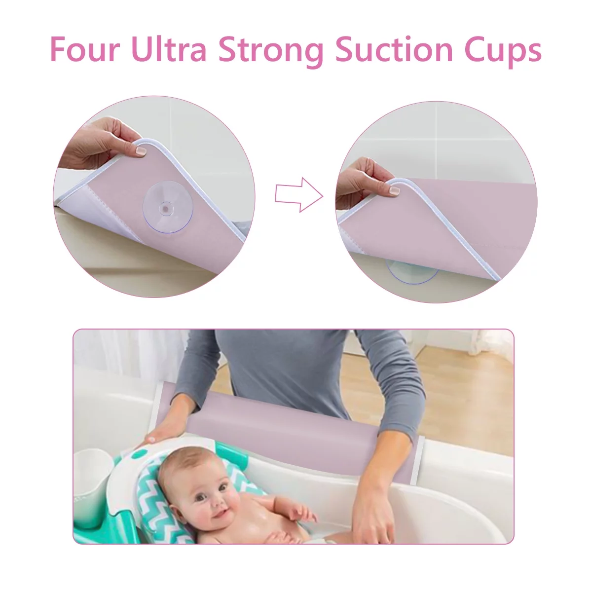 Bath Kneeler Pad - Large Thick Safety Baby Bath Mat Kneeling Pad with Toy Organizer - Elbow Rest Padding for Baby Bath, Garden Work, Exercise, Yoga Pink