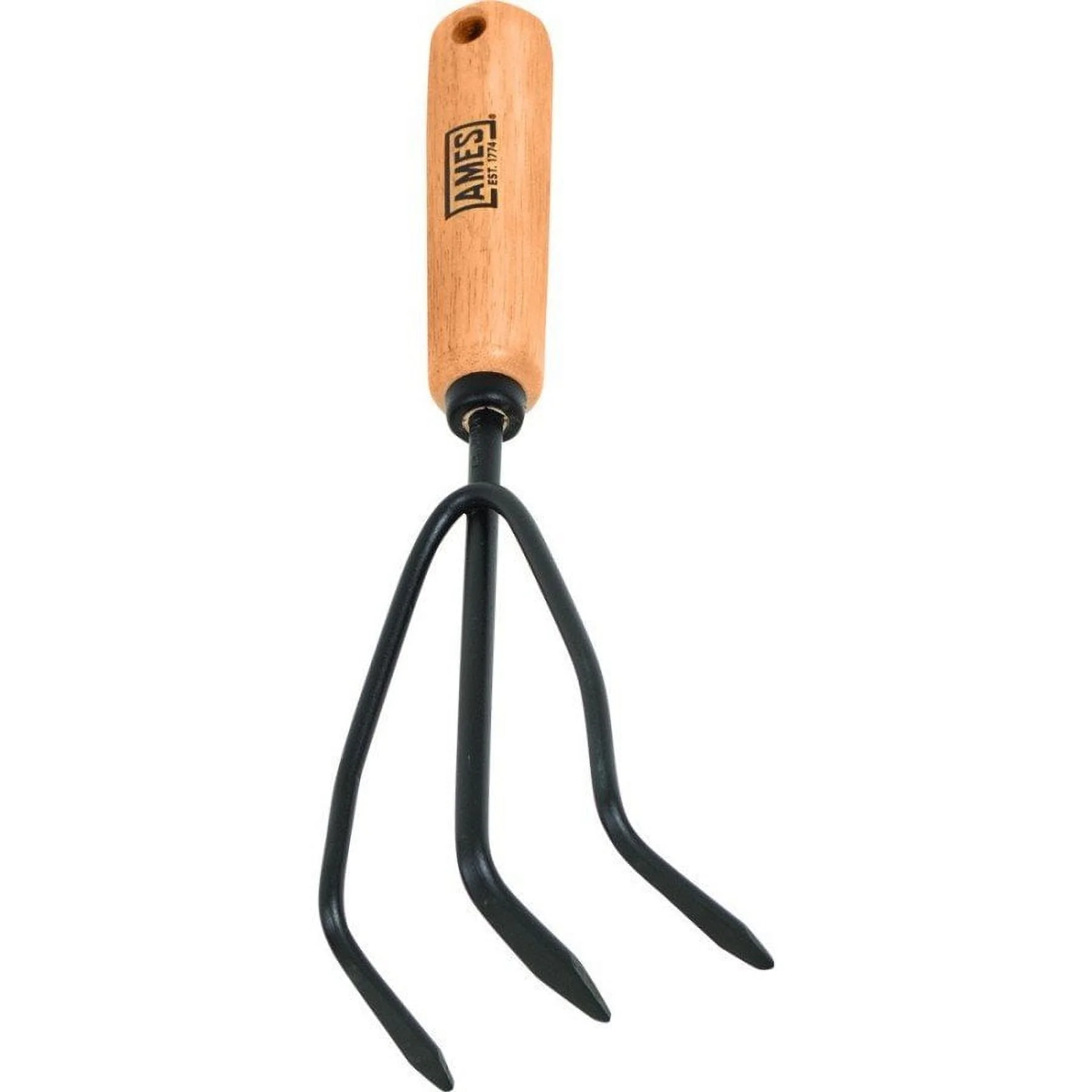 AMES 2446300 Tempered Steel Hand Cultivator with Wood Handle, 11-Inch, Brown