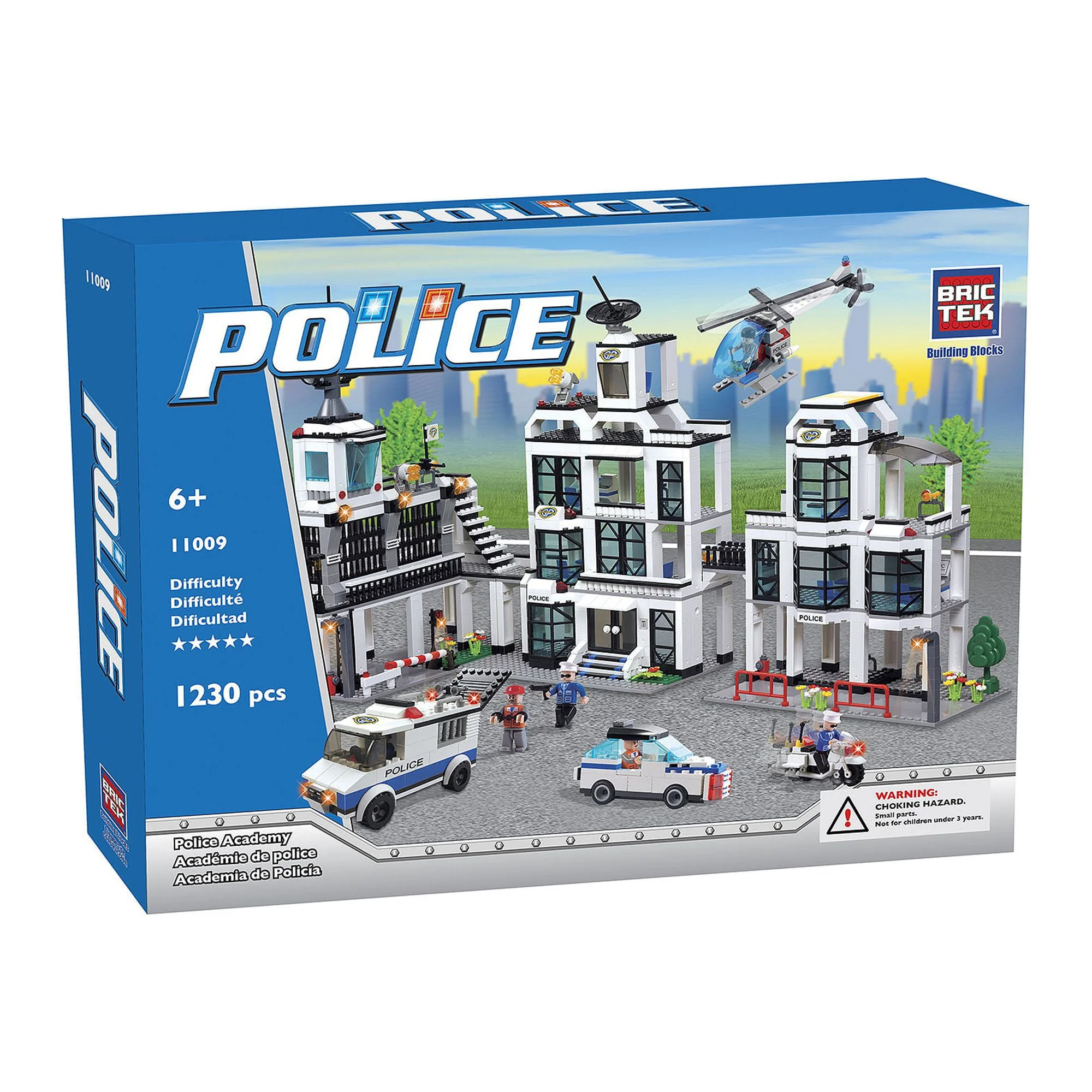 Brictek Building Construction Sets Police Academy Building Kit + Free 2pcs Police Figurine Set