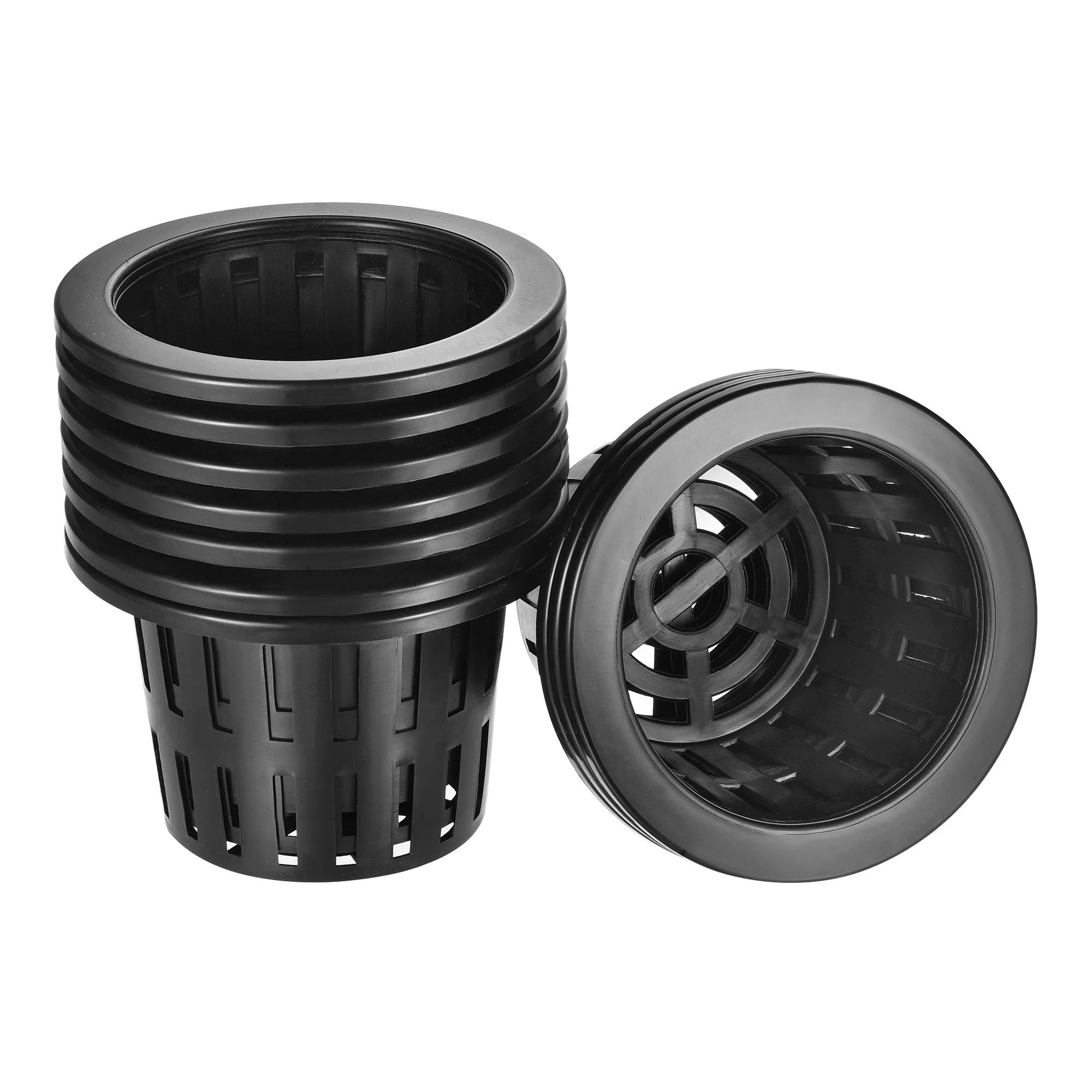 Uxcell Garden Slotted Mesh Cups Hydroponic Net Pots Plastic 5 Inch, Suitable for Planting, Black 10pcs