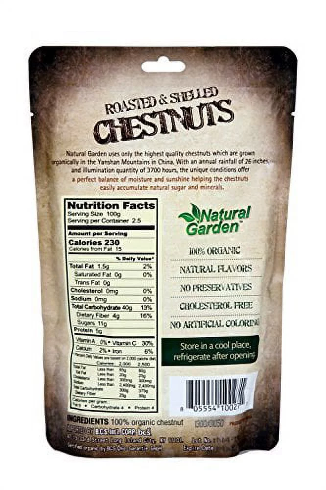 Natural Garden 100% Organic Roasted & Shelled Chestnut Blend, Large, 8.8 Ounce (Pack of 6)