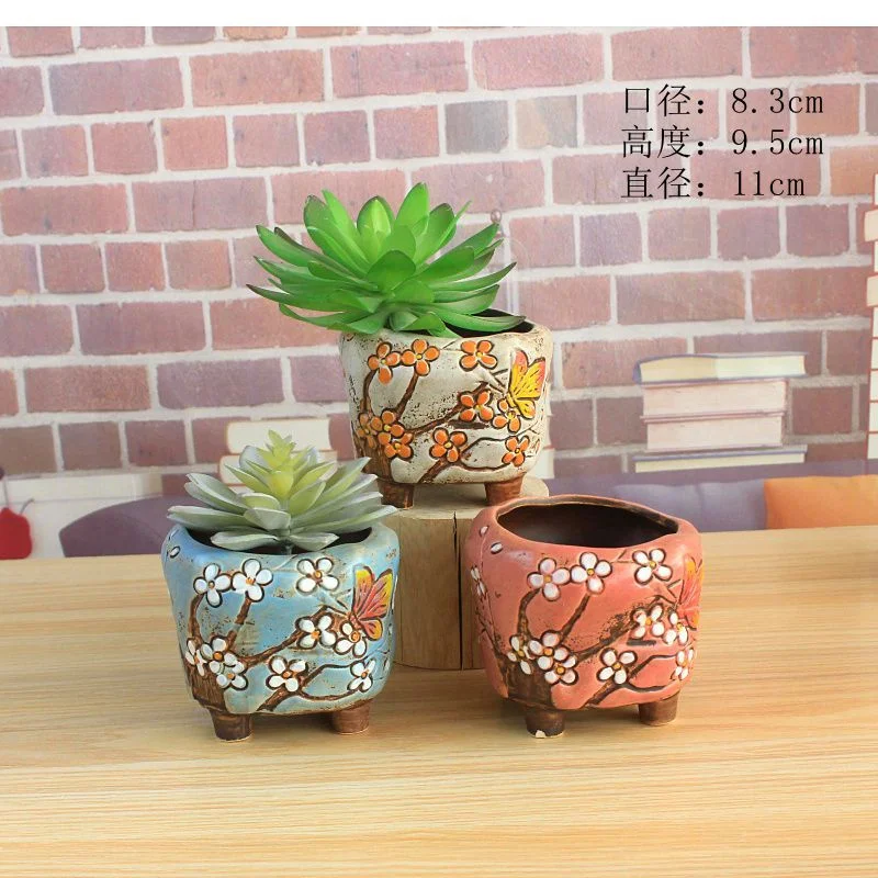 LivNxt Hand-Painted Ceramic Succulent Planter from Jingdezhen