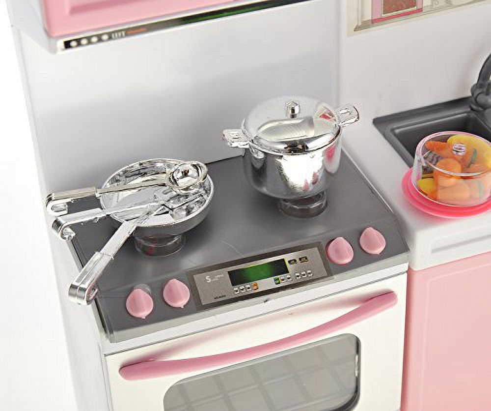 PowerTRC Modern Toy Kitchen - Battery Operated - Kitchen Playset - Perfect for Dolls