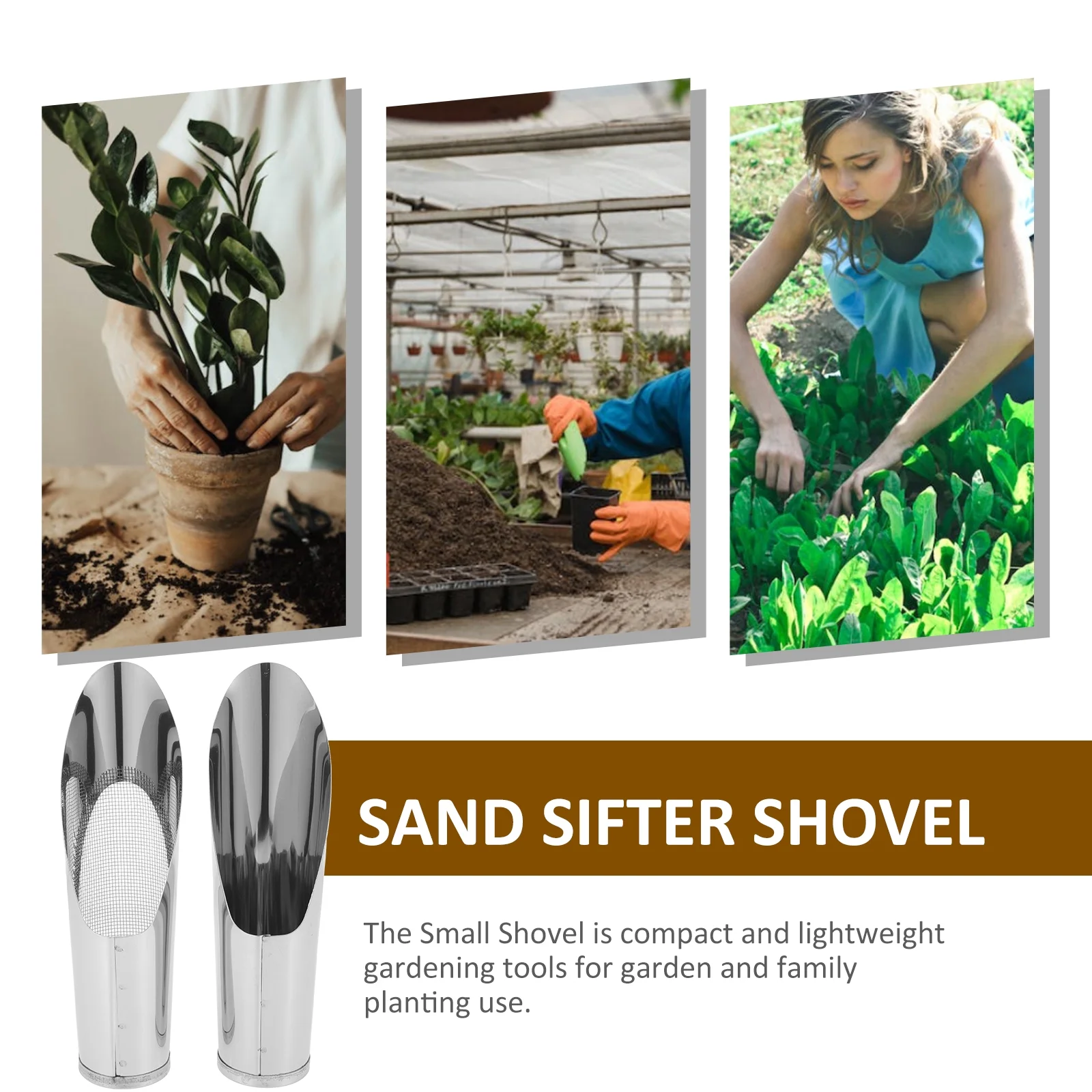Bucket Shovel Fertilizer Feed Scooper Gardening Shovels Hand Spade 2 Pcs Plant Tool Stainless Steel