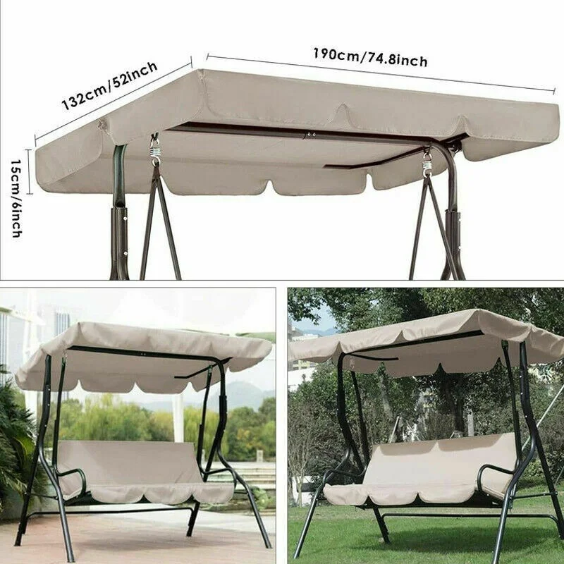 Replacement Swing Seat Canopy Cover Set Garden Chair Hammock Cushion 3 Seater Canopy Chair Cover (Frame Not Included)