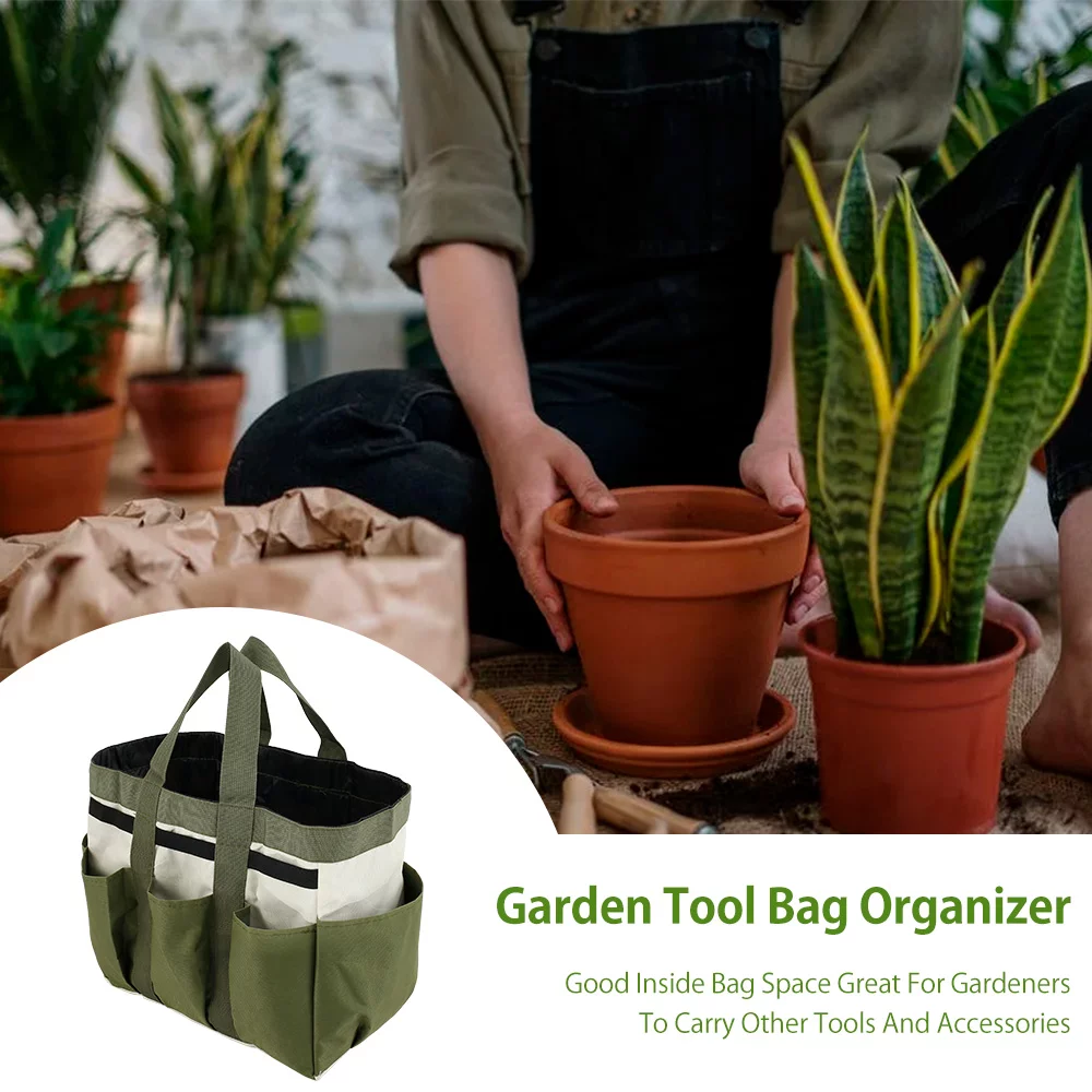 Everso Garden Tote Tool Bags Gardening Bag Outdoor Multi Pocket Garden Tool Kit Holder Bag Compact Hand Tool Gardeners Storage Bag Tote Organizer