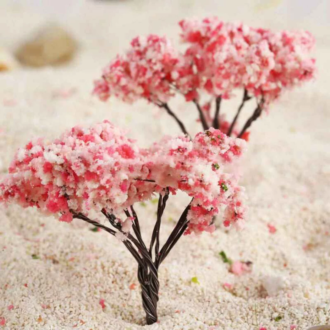 40pcs 65mm Blossom Cherry Model Trees Railroad Layout Scene HO OO Scale