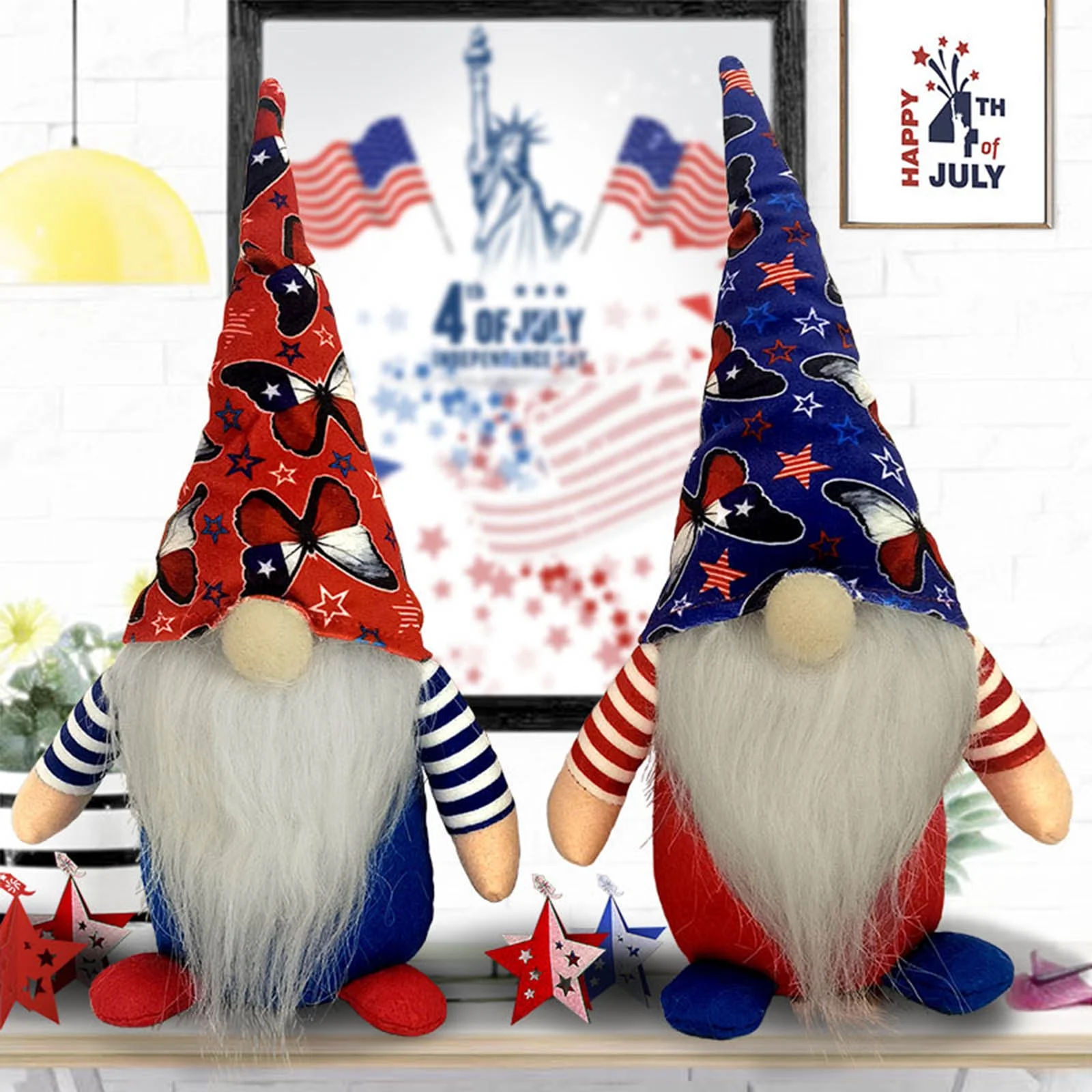 SIfdSeng Independence Day New Decorative Doll Furnishing Articles for Bed Room Ornament Father's Day Decorations Party Father's Day Gifts for Grandparents 4th of July Accessories