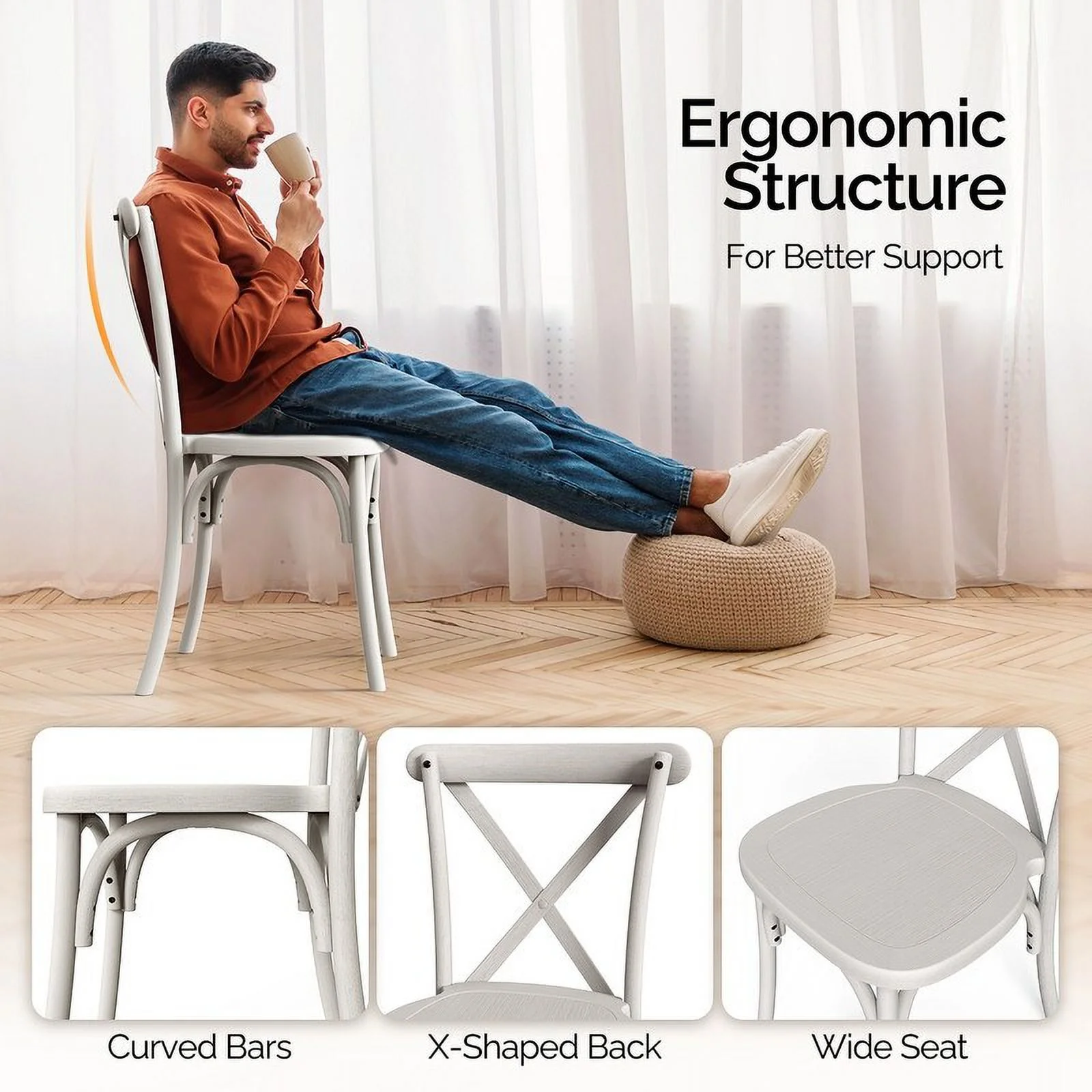 Karl Home Patio Plastic Stackable Dining Chair Set (Set of 2) White