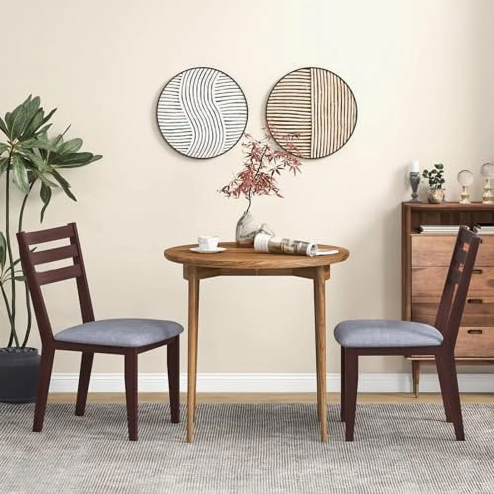 QYFZBIM Wood Dining Chairs   Upholstered Kitchen Chair with Solid Rubber Wood Frame  Armless Wooden Dining Side Chairs with Cushion Seat  Farmhouse High Ladder Dining Room Chair