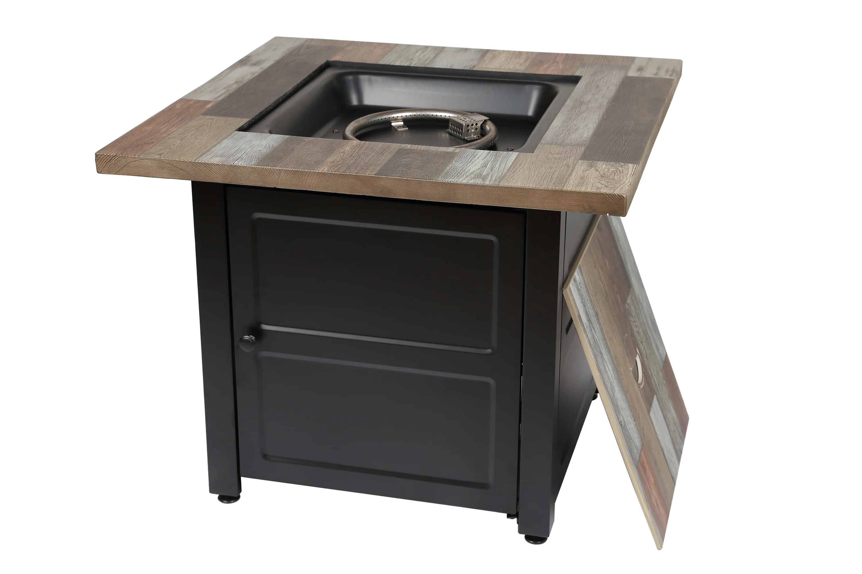 Endless Summer GAD15298ES 30 in. The Cayden Square Gas Fire Table with Printed Cement Resin Mantel