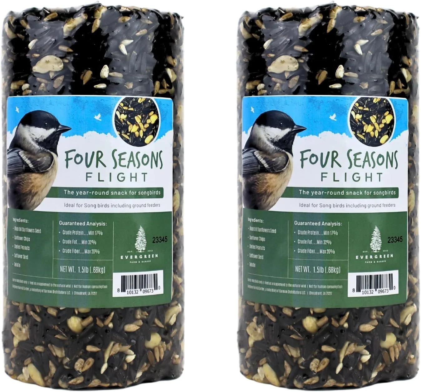 Evergreen Farm and Garden Bird Seed Cylinders - (2 Small Cylinders, Four Seasons Flight)