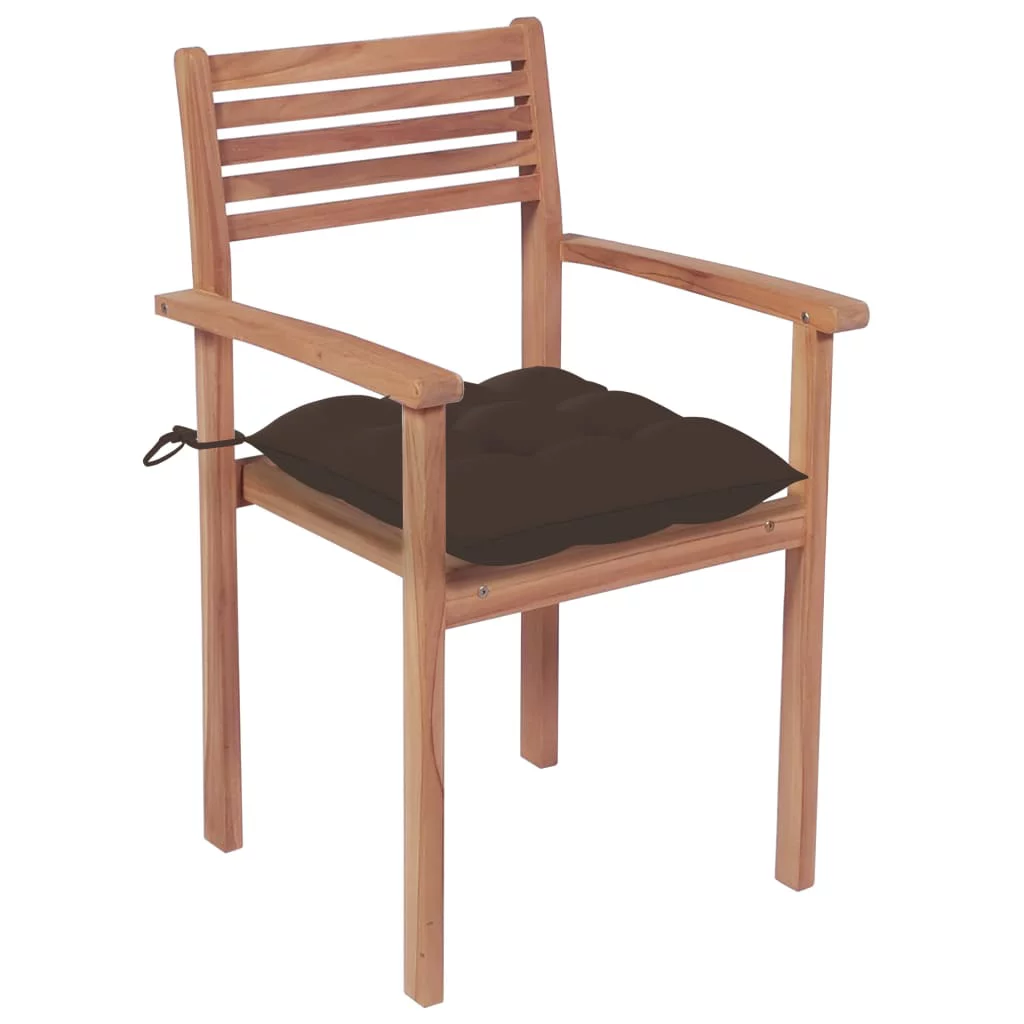 Anself Patio Chairs 4 pcs with Taupe Cushions Solid Teak Wood