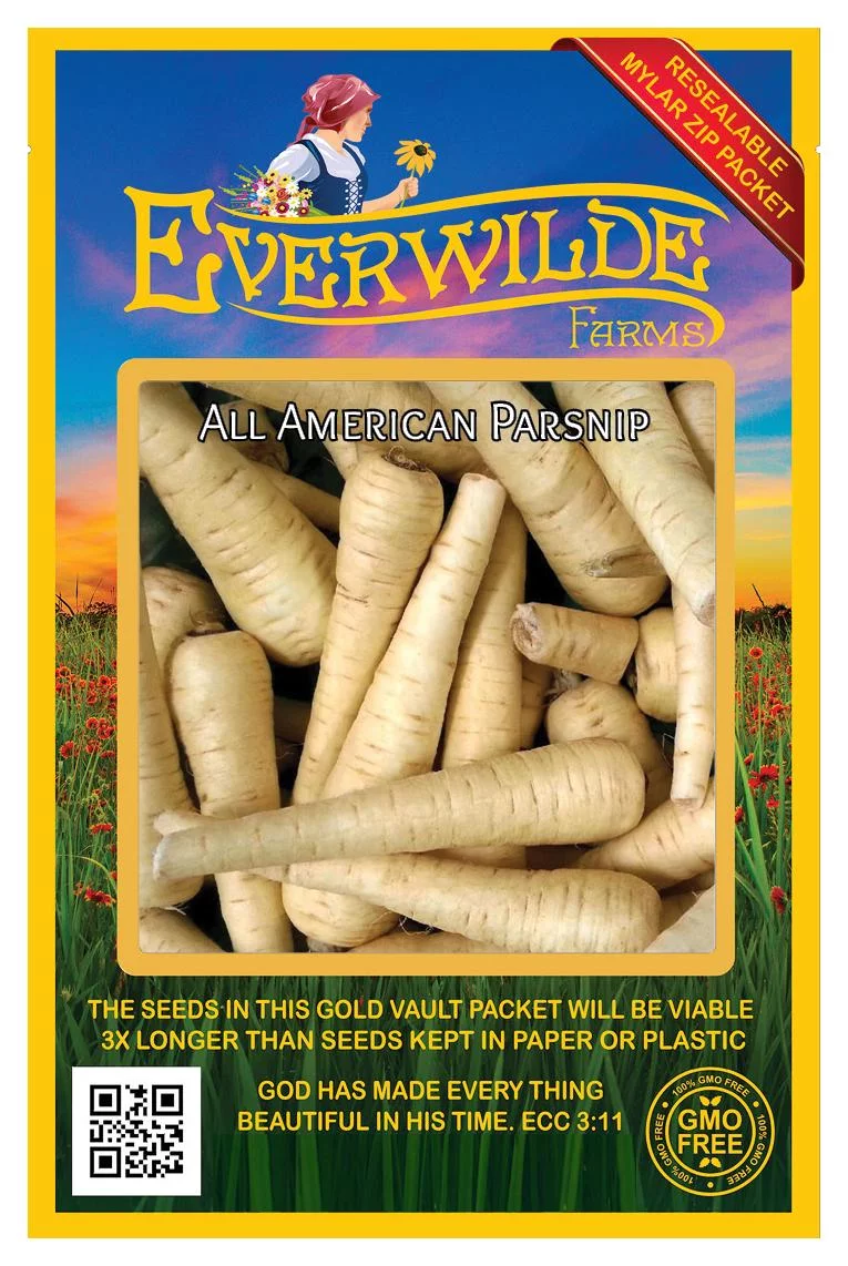 Everwilde Farms - 2000 All American Parsnip Seeds - Gold Vault Jumbo Bulk Seed Packet