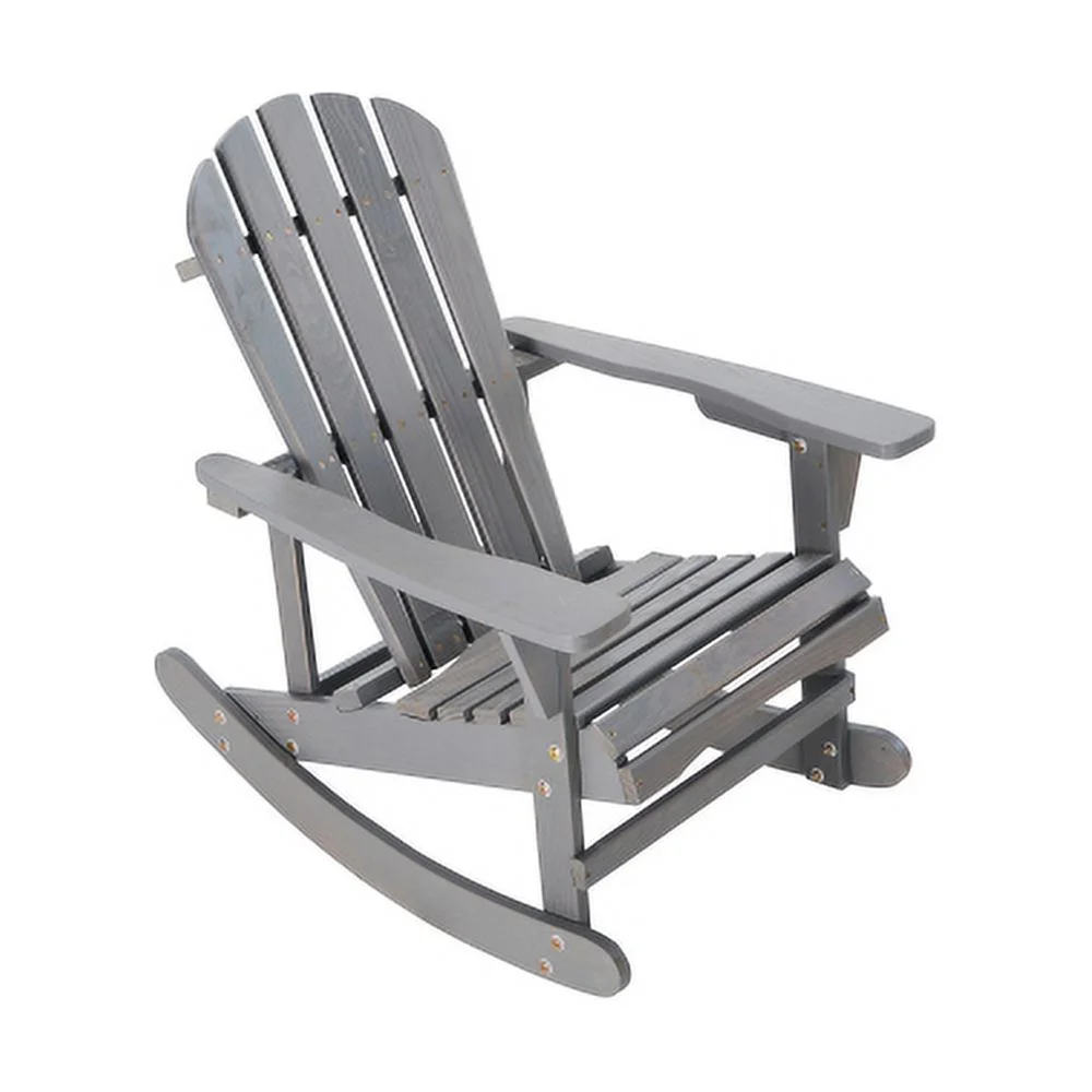 LEIYEHOOM Adirondack Rocking Chair Solid Wood Chairs Finish Outdoor  for Patio  Backyard  Garden - Gray