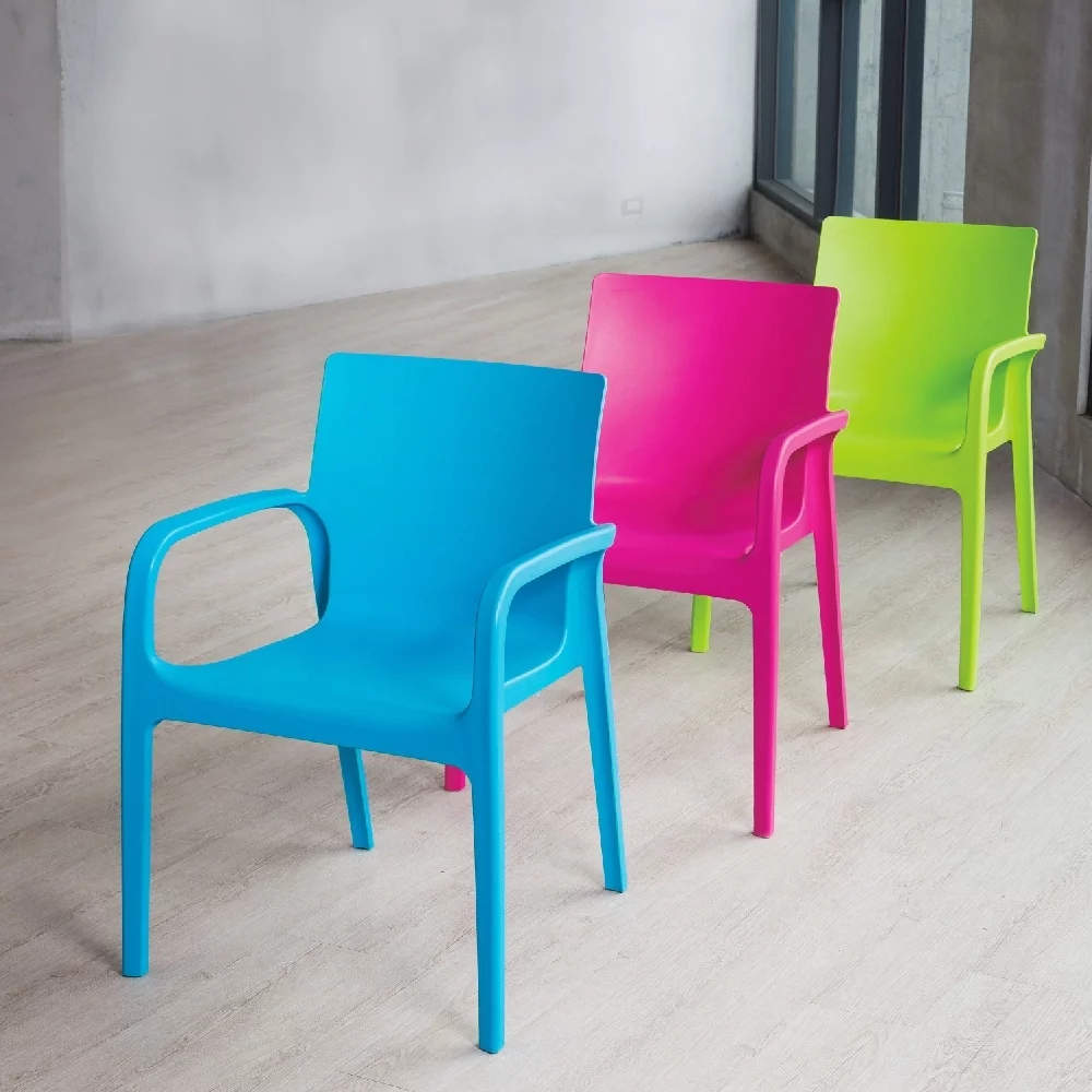 Lagoon Funiture Alissa Resin Stackable All-Weather Dining Armchair, Set of 2 Gold