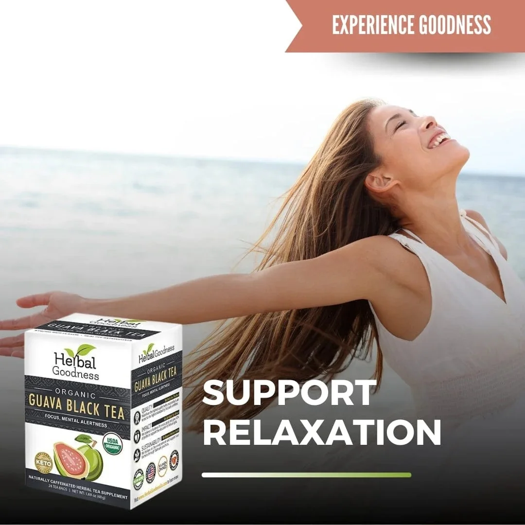 Guava Tea - Guava Juice, Caffeine-Free Black Herbal Tea | Hojas De Guayaba | 24ct - Herbal Goodness