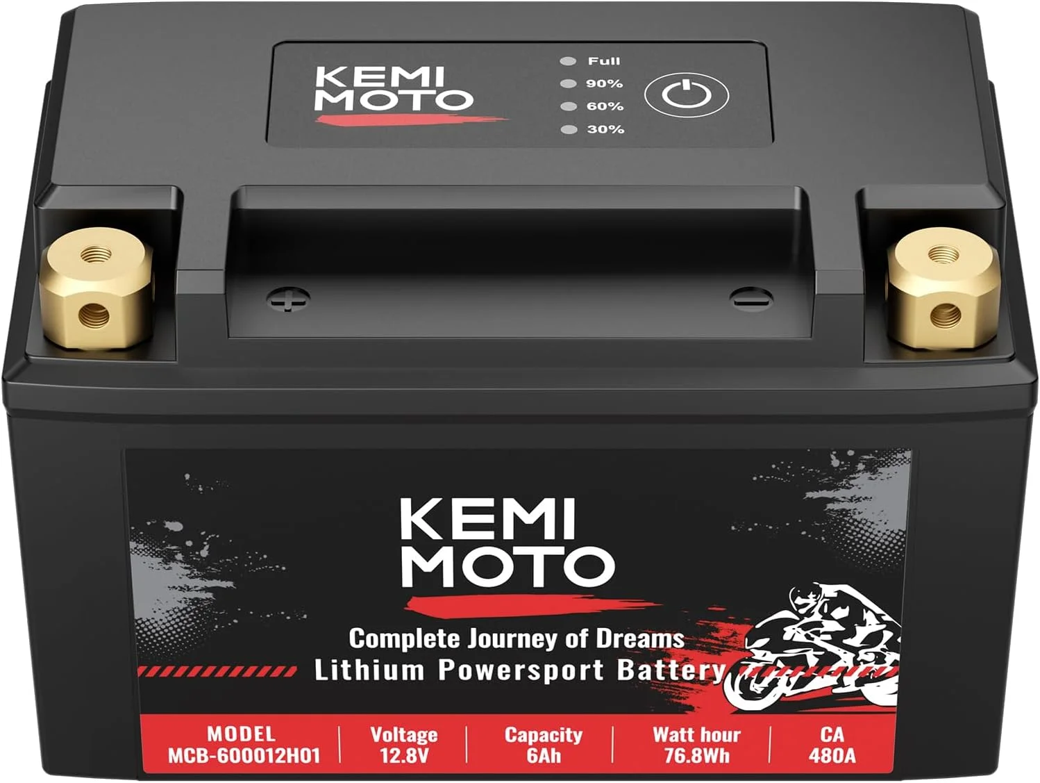 KEMIMOTO Lithium Motorcycle Battery YTX14-BS/YTX9-BS/YTX12-BS, LiFePO4 Lithium Battery 12v 6Ah with 5 Spacers, Generator Battery with Copper Terminal, Compatible with Motorcycle Lawn Mower ATV UTV