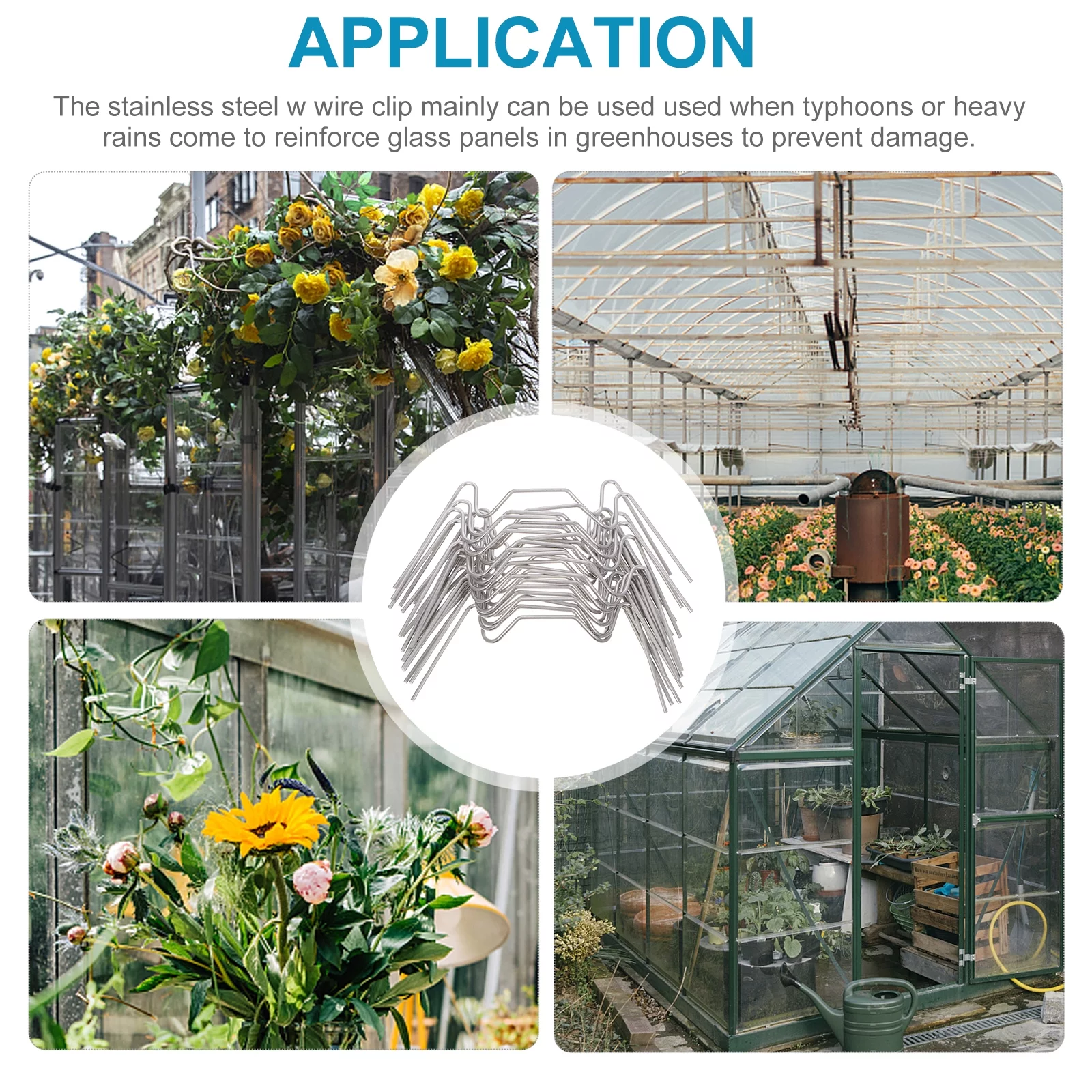 Fixed Buckle Glazed Clamps Greenhouse Glazing Clips Greenhouses Frame Shelter Supplies W-wire Universal Steel