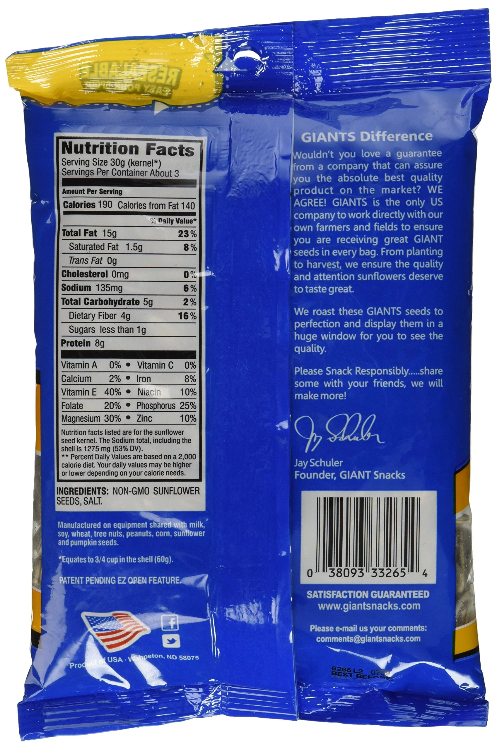 GIANTS Salted Sunflower Seeds (Pack of 12)