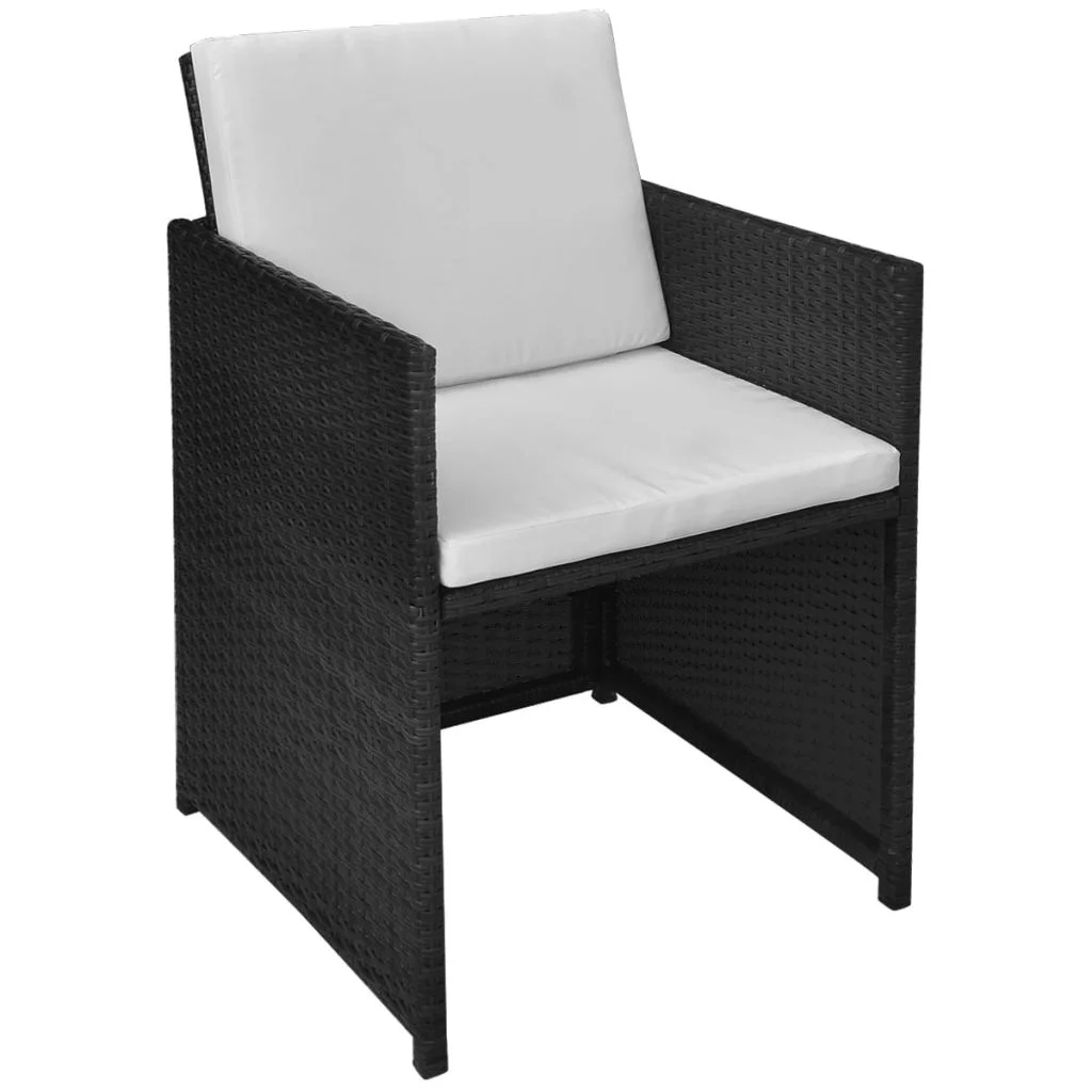 Carevas 3 Piece Bistro Set with Cushions Poly Rattan Black