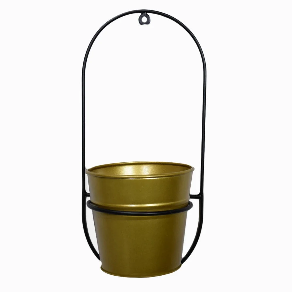Eco Friendly Handmade 100% Iron Round Modern Gold Coated Color 4.4 x 4.6 x 4.6 Inches Planters Pot for Lawn, Balcony, Garden, Patios, Wall stand, Restaurant, Banquet Hall, Spa, Beauty Parlor etc.