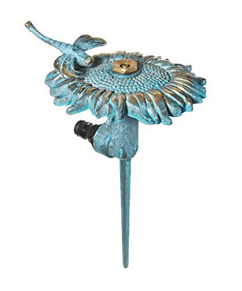 Brass Decorative Lawn & Garden Sprinkler - Sunflower with a Dragonfly