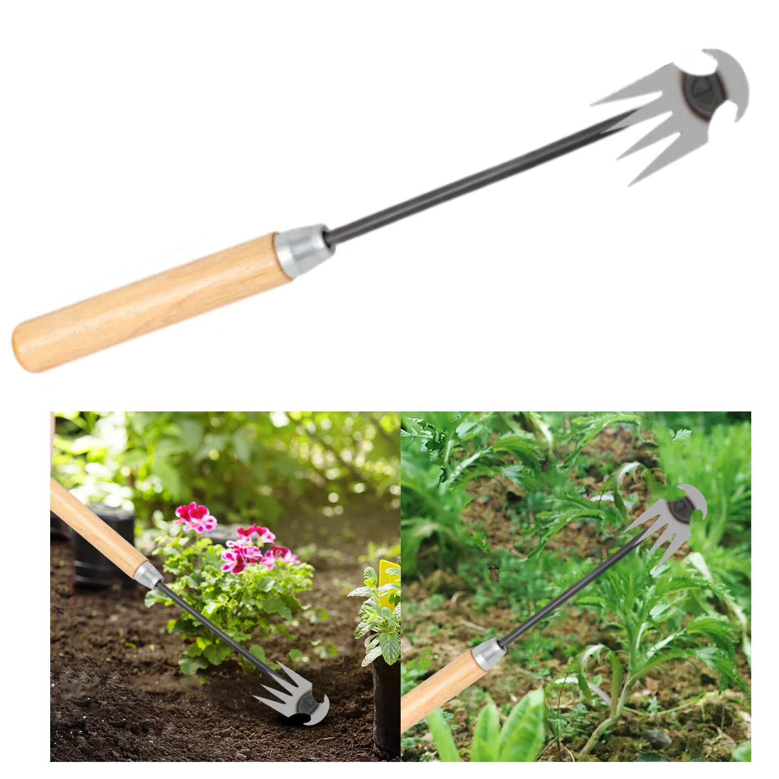 Hand Remove Garden Tool Ergonomic Handle Grass Manual Weeder Garden Weeder Tools Wooden Handle