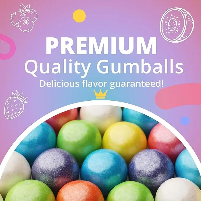 Gumballs for Gumball Machine - Shimmer Spring Mix 1 Inch Large Gumballs - Assorted Fruit Flavored Bubble Gum for Kids - Sweet Chewing Gum Balls in Bulk 1.7Lb