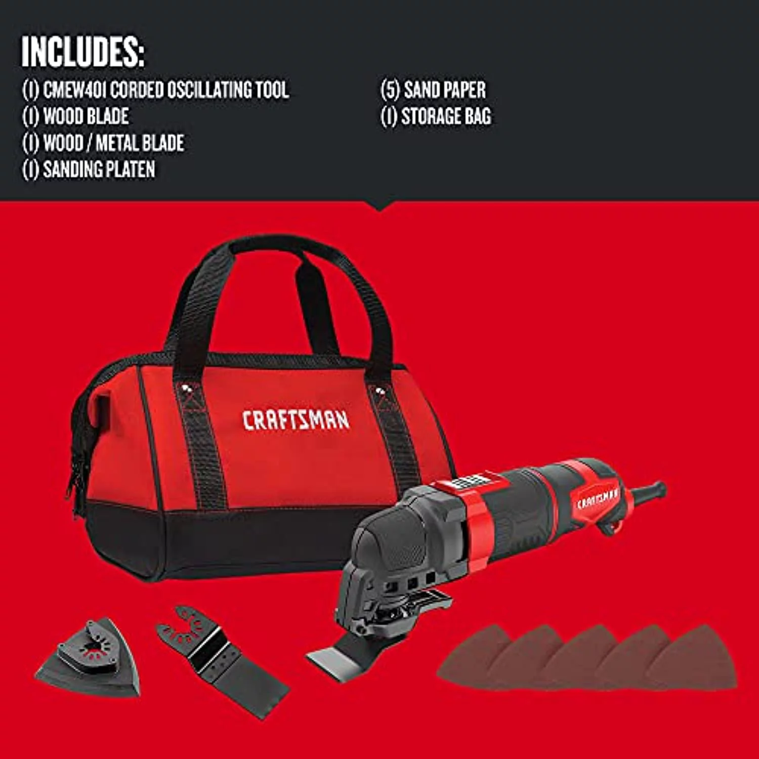Craftsman 3 ampere Corded Oscillating Multi-Tool Kit 22000 Oscillations per Minute - Case Of: 1
