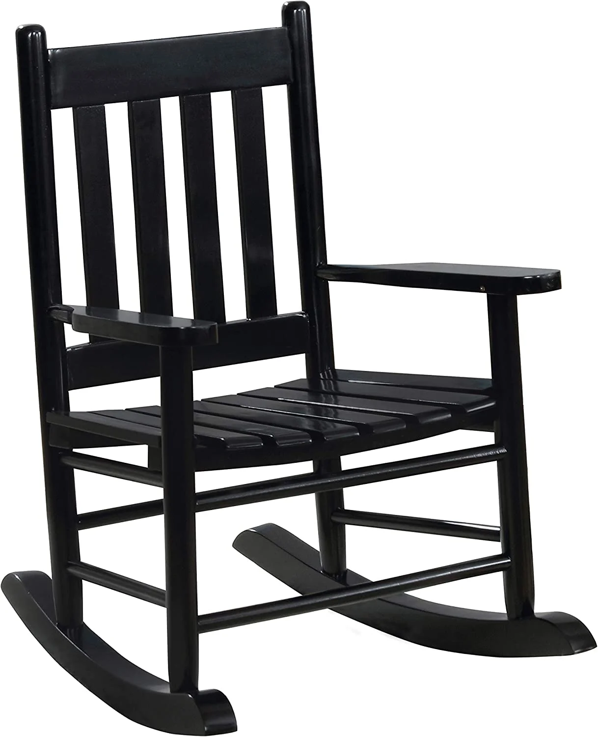 ZFGSUIJN TUIONMJ TUIONMJ Country Farmhouse TUIONMJ Solid Wood Rocking Chair Slat Back Black 609451