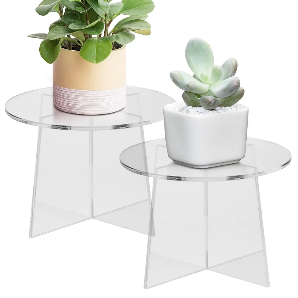 Dcenta Acrylic Stand: Small Table Plant Holder for Indoor Plants, Modern Home Room Decor