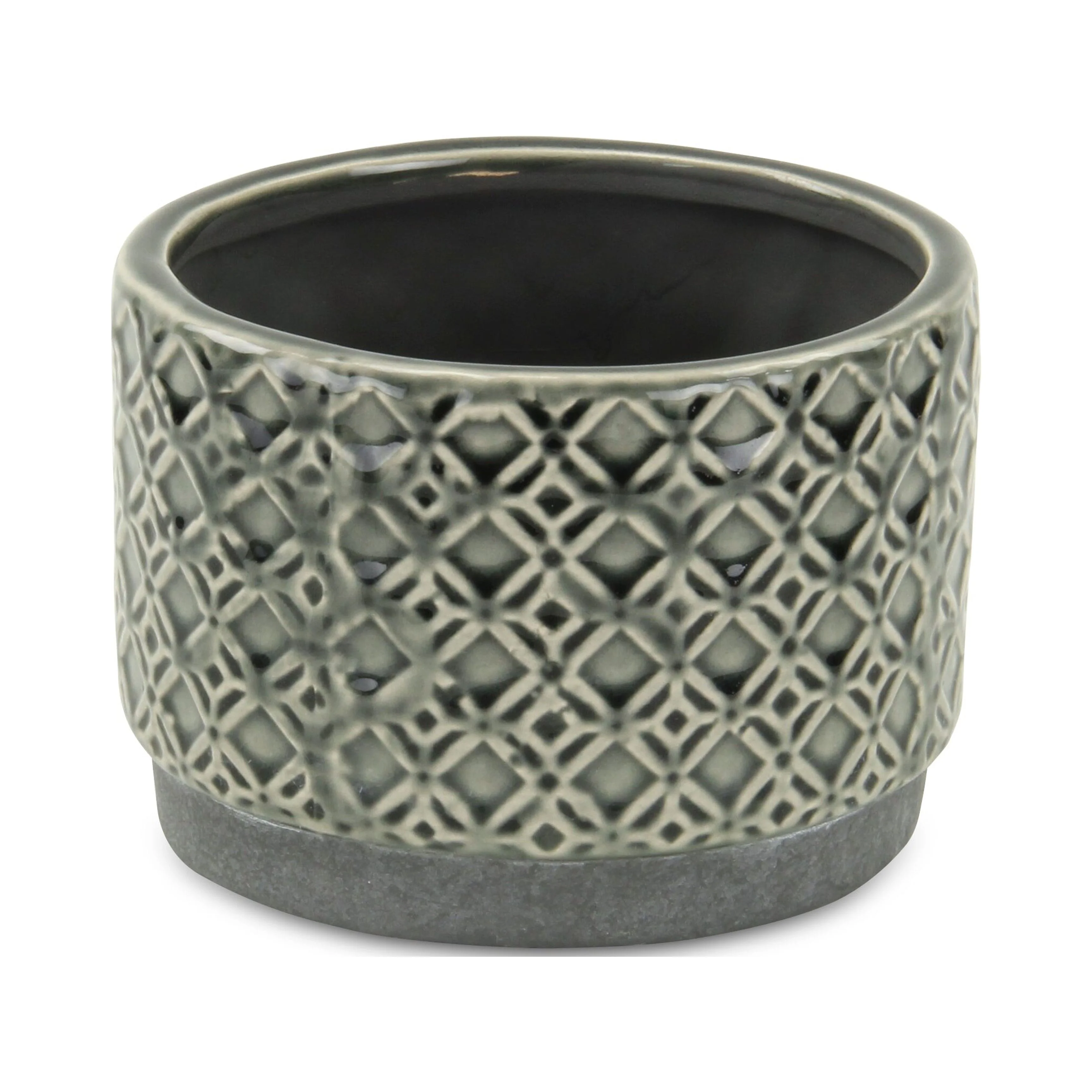Cheungs Zajedani Gray Ceramic Wide Lattice Pot Small