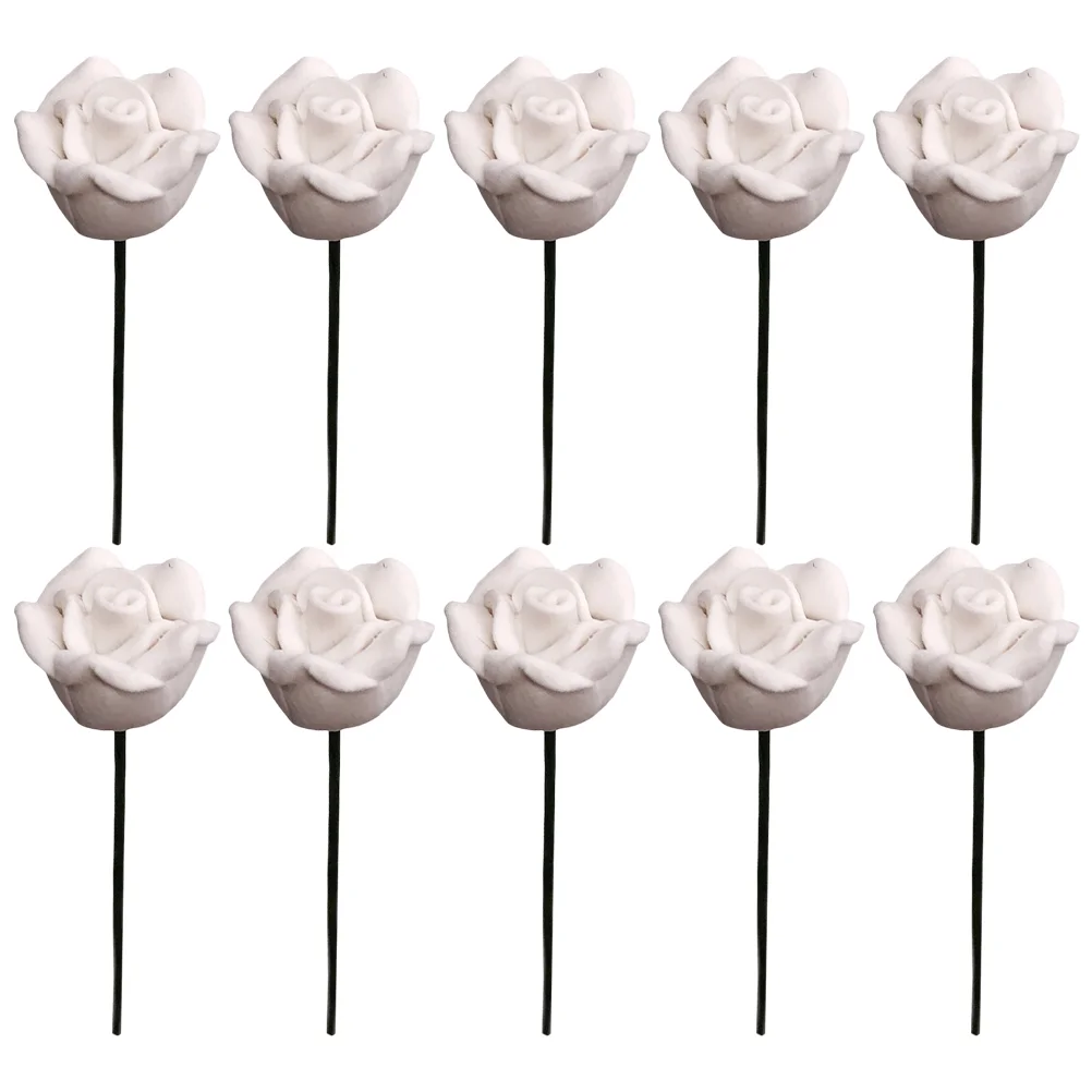 NUOLUX  Roses Fake Mini StemRose Roses Claywhite Artificial Potteddecoration Flowers Pot DecorPot Flower Decorations