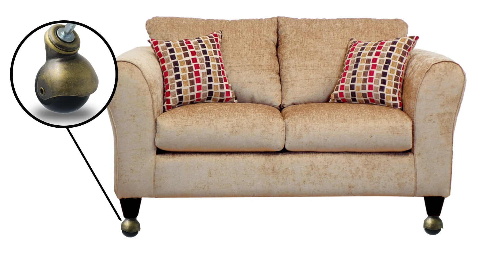 4-Pack 2-inch Antique Gold Poly Wheel Ball Caster with Wood Stem & Socket