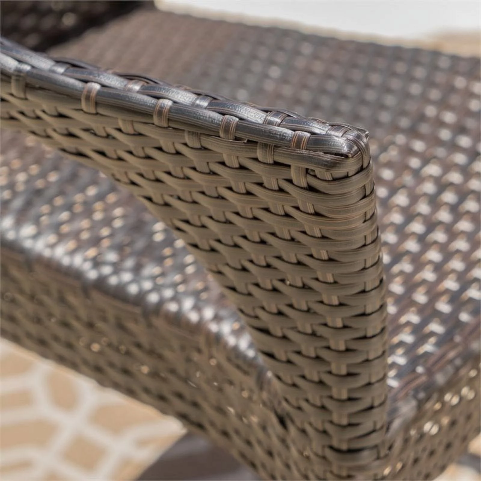 Noble House Mirage Wicker Stacking Patio Dining Arm Chair in Mocha (Set of 4)