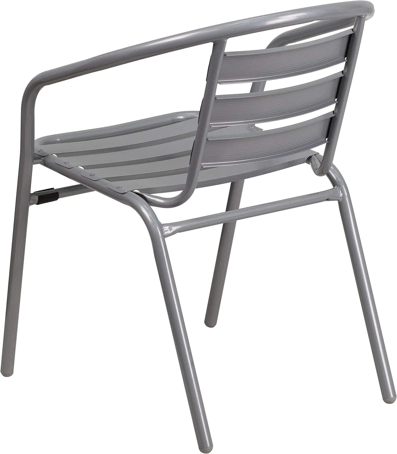 Lila Silver Metal Restaurant Stack Chair With Aluminum Slats