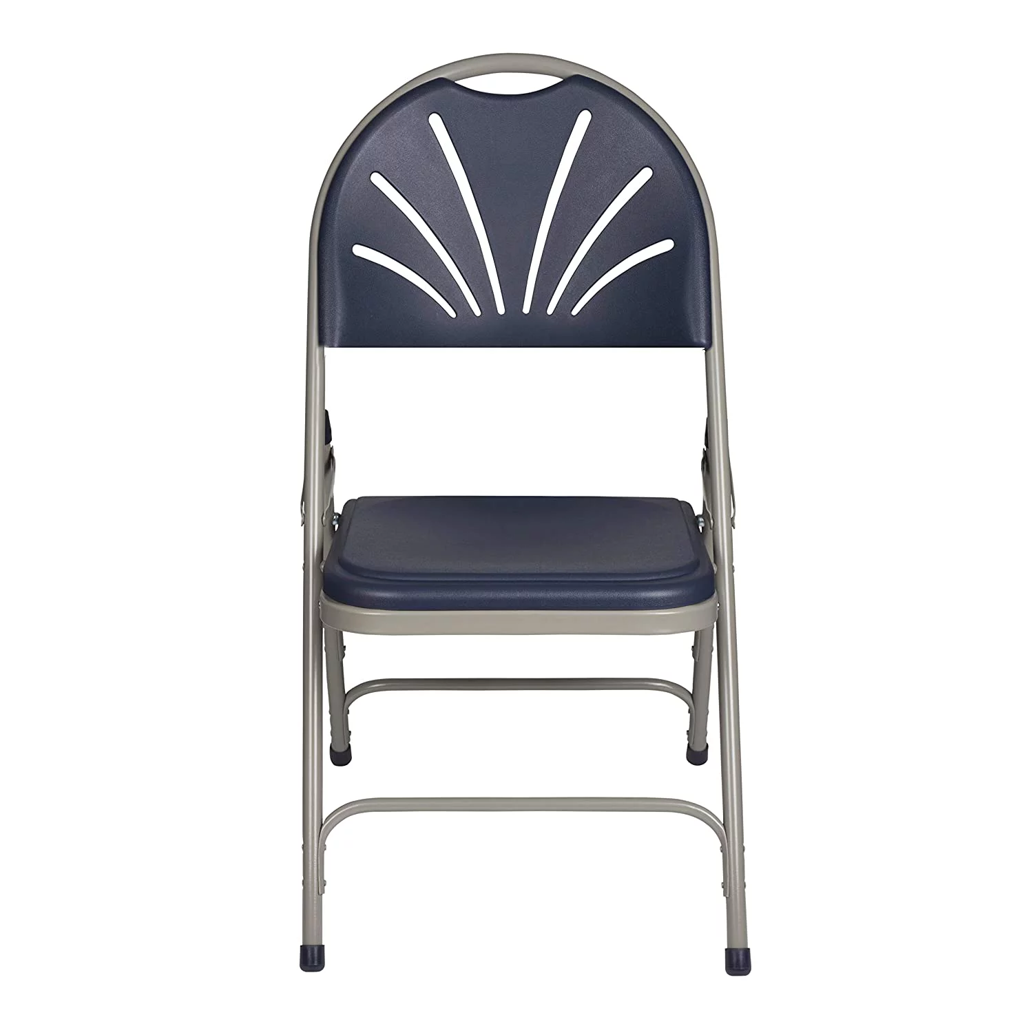 MINGFENG Heavy Duty Plastic Fan Back Folding Chair with Triple Brace, Navy