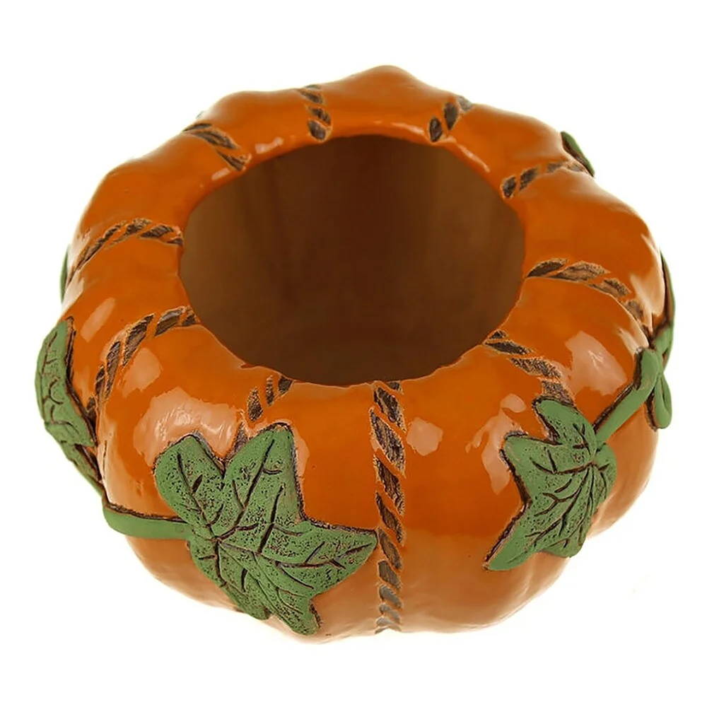Golden Ceramics  Handmade Flower Pot Planter - Pumpkin 6.7