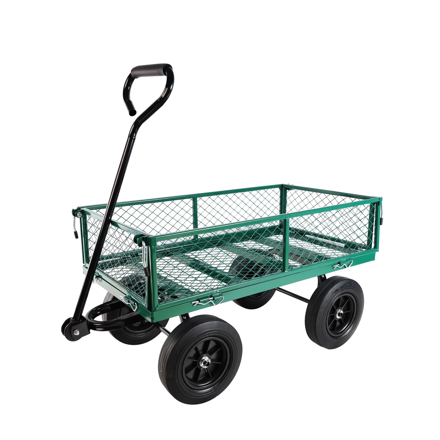 YLtoohoom (Green solid wheels wagon cart) Solid wheels Tools cart Wagon Cart Garden cart trucks make it easier to transport firewood