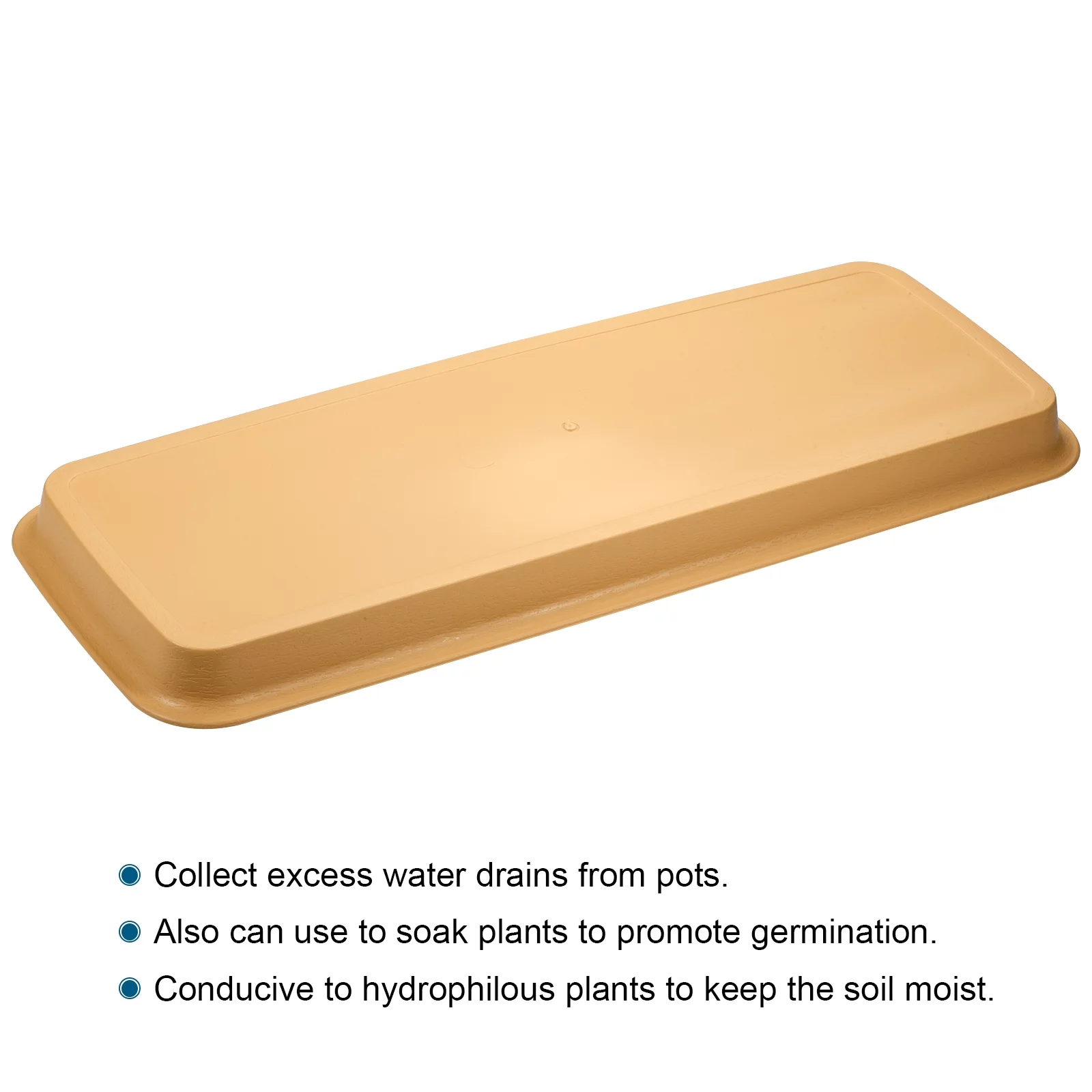 Uxcell 57x22cm Plastic Rectangular Plant Pot Saucer Flower Drip Tray, Terracotta