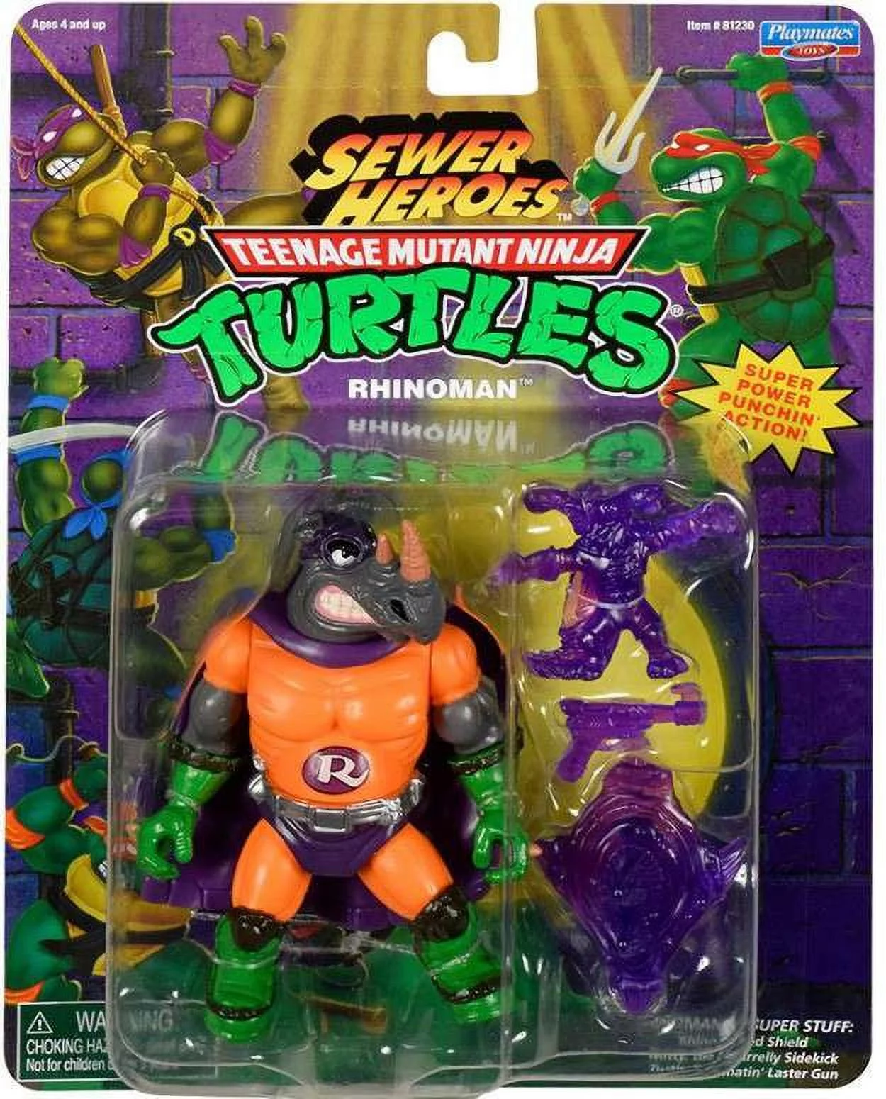 Teenage Mutant Ninja Turtles Sewer Heroes Rhinoman Action Figure (The Humongous Horned Half-Wit)