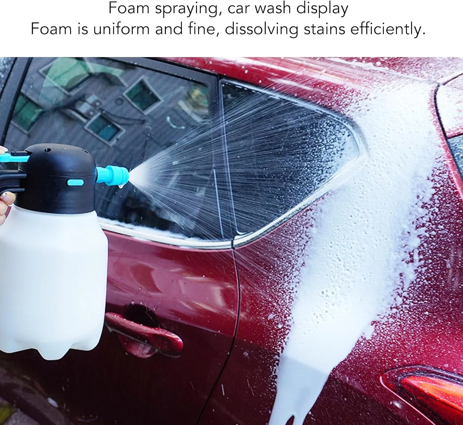 Handheld Foam Sprayer, 2000mAh 1.8L Cordless Pressurized PP Electric Foam Spray Bottle Foam Cannon for Car Washing Garden