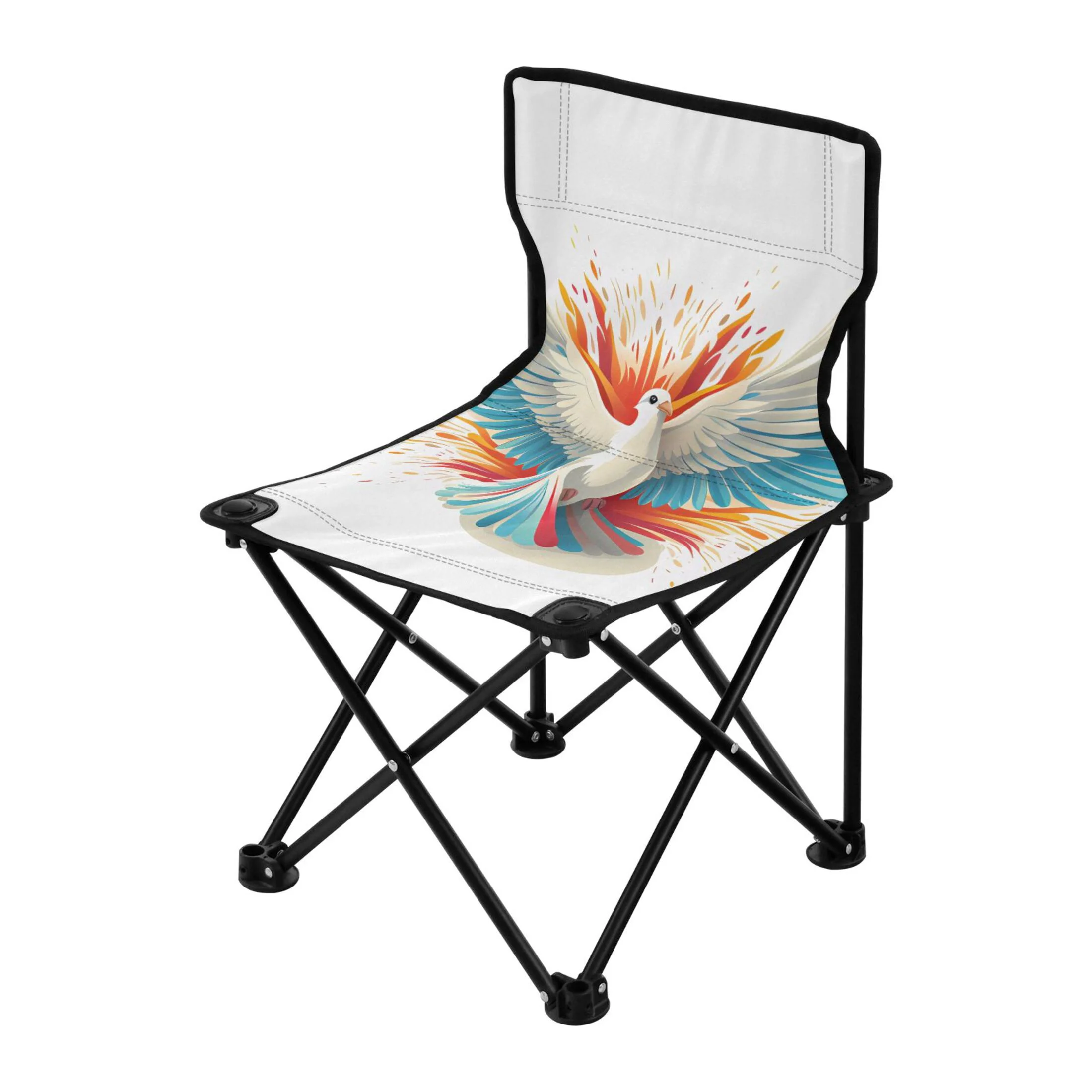 Bird Pattern Portable Camping Chair Small for Kids Outdoor Folding Beach Chair Fishing Chair Lawn Chair with Carry Bag