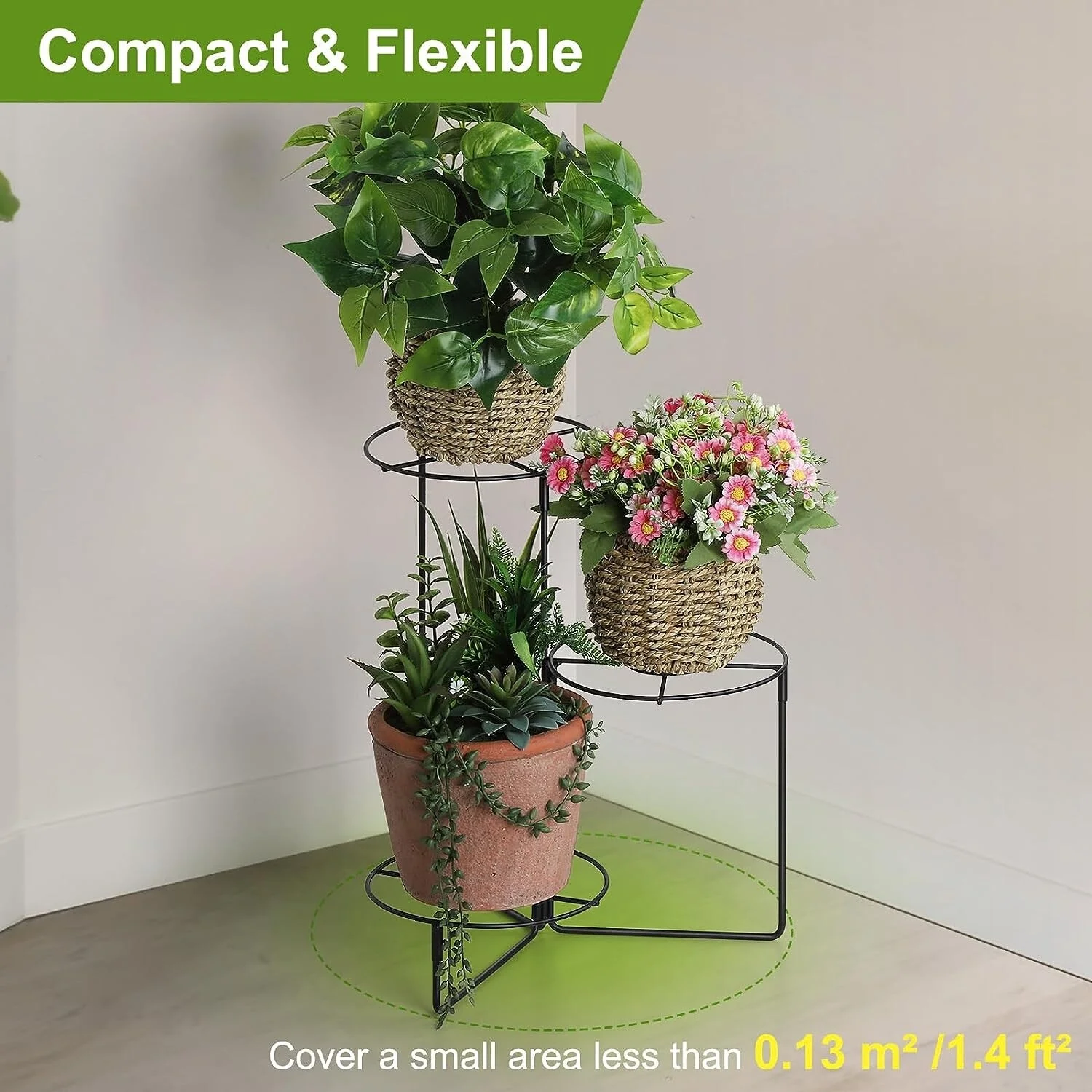 3 Tier Small Metal Plant Stand 1PCS